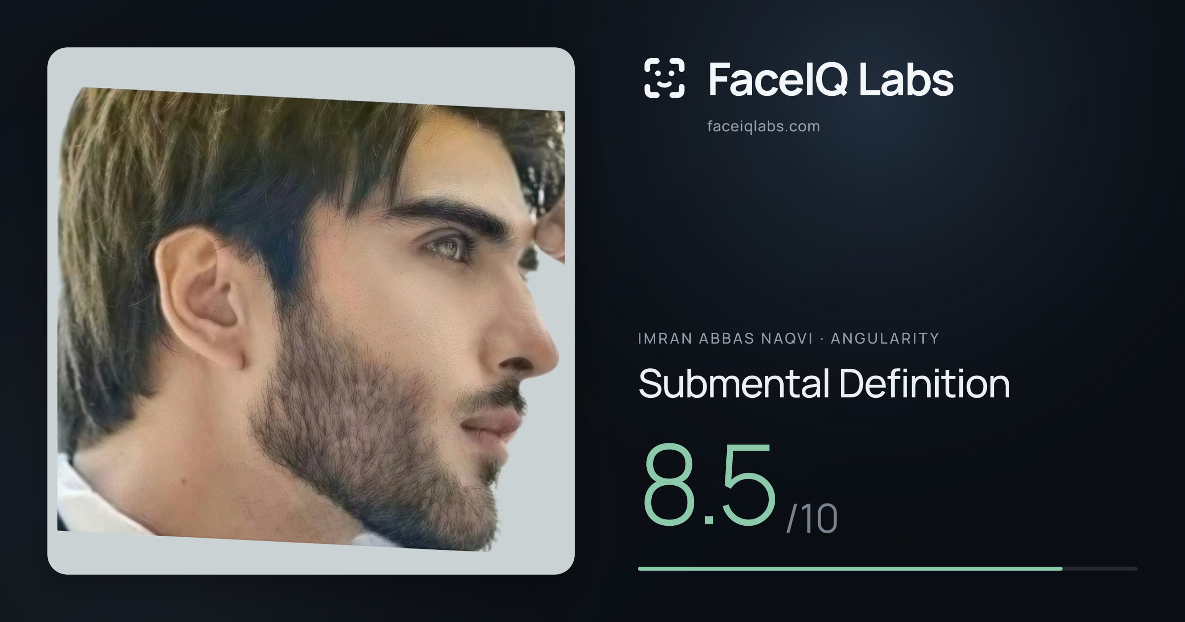 Imran Abbas Naqvi Submental Definition: 8.5/10, drawn on the photo