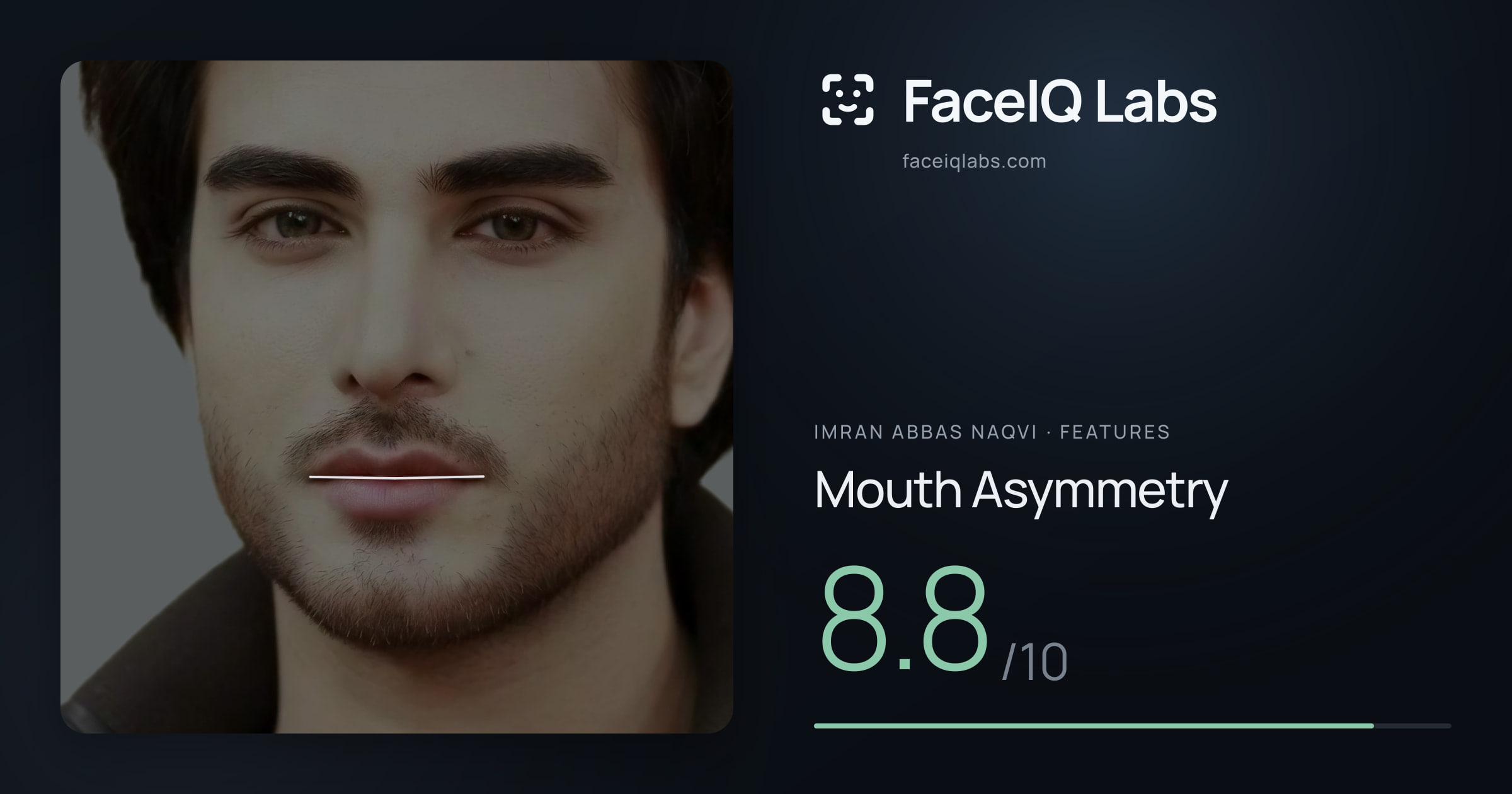Imran Abbas Naqvi Mouth Asymmetry: 8.8/10, drawn on the photo