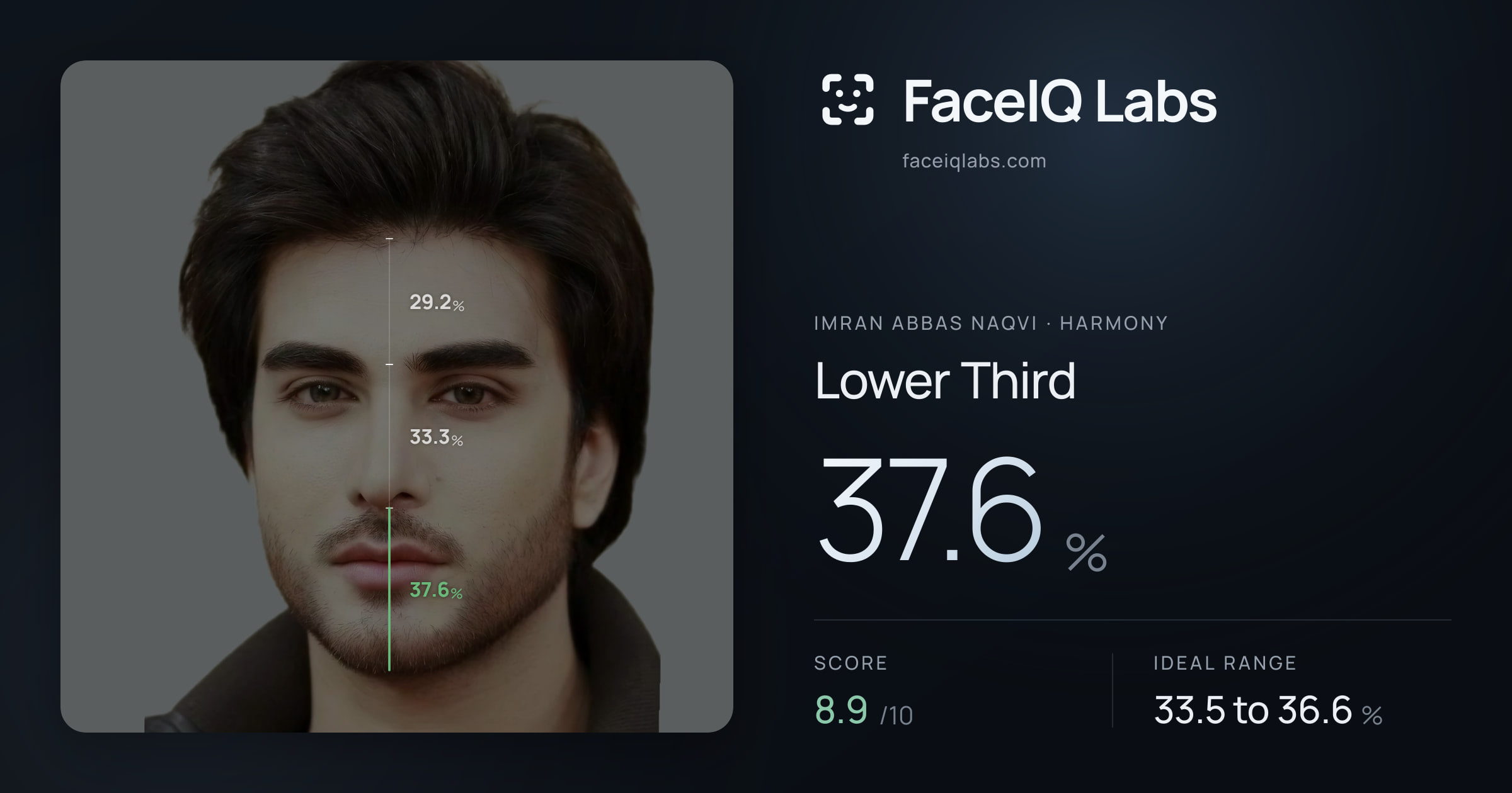 Imran Abbas Naqvi Lower Third: 37.6%, drawn on the photo