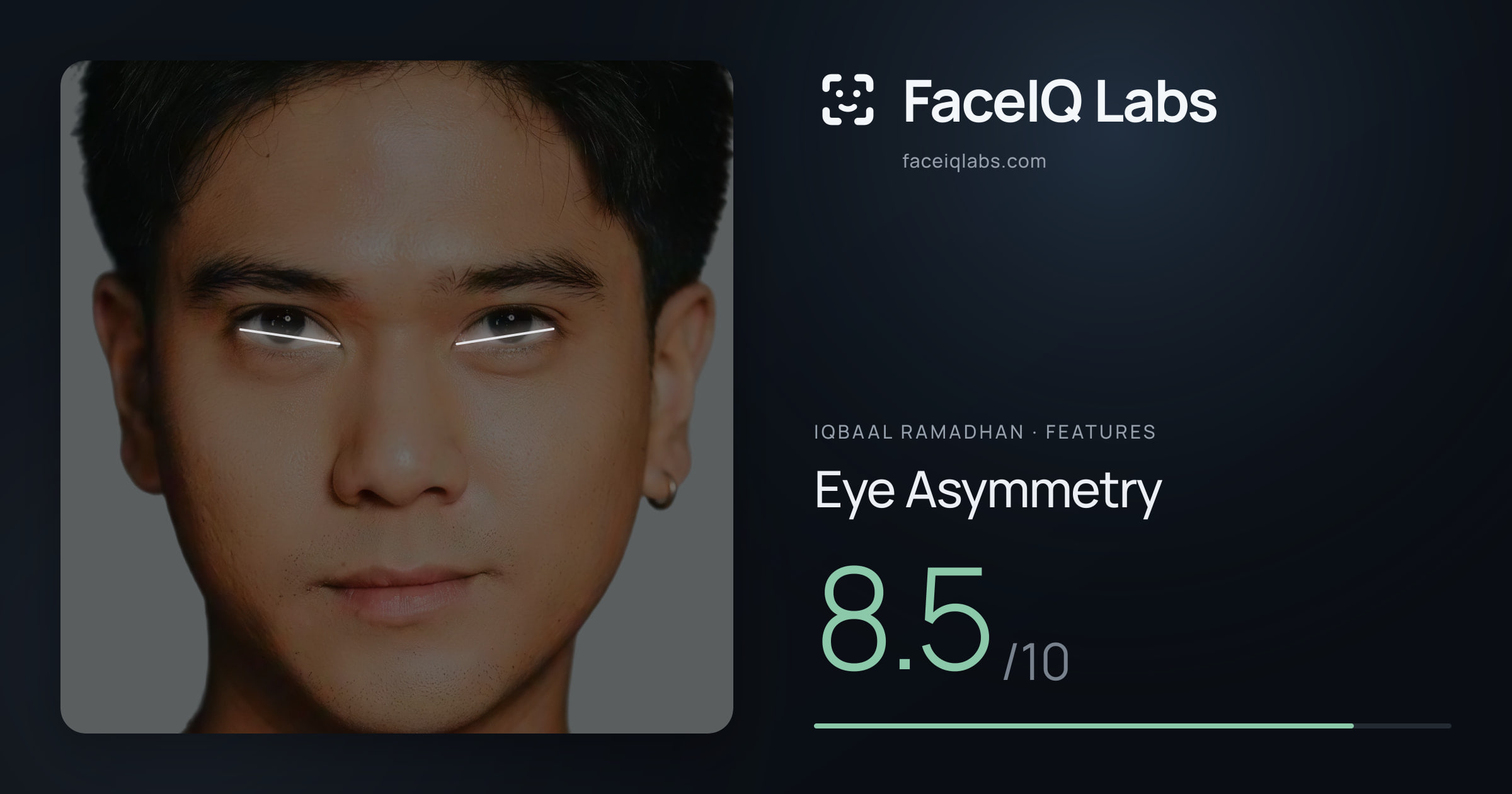 Iqbaal Ramadhan Eye Asymmetry: 8.5/10, drawn on the photo