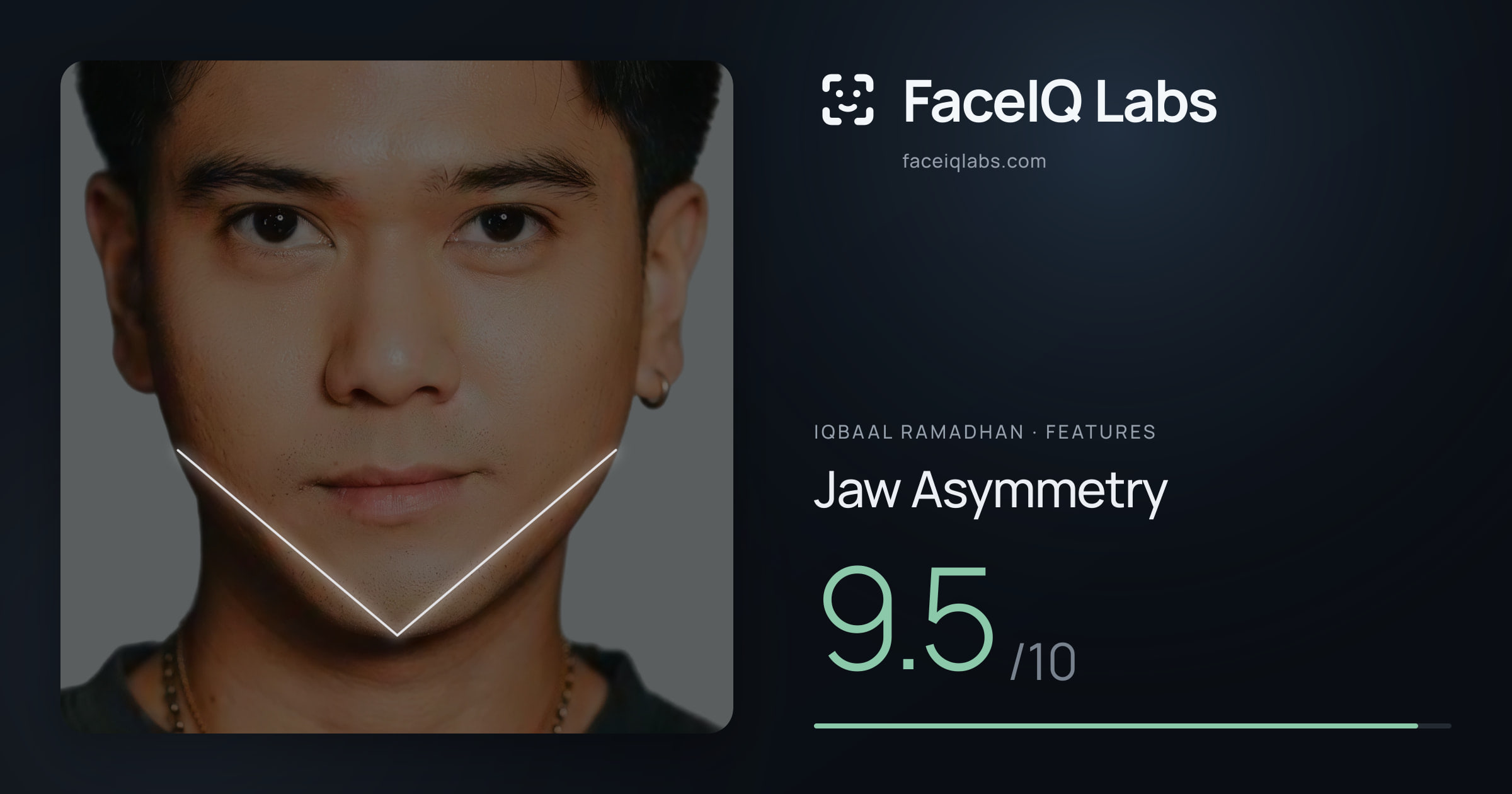 Iqbaal Ramadhan Jaw Asymmetry: 9.5/10, drawn on the photo