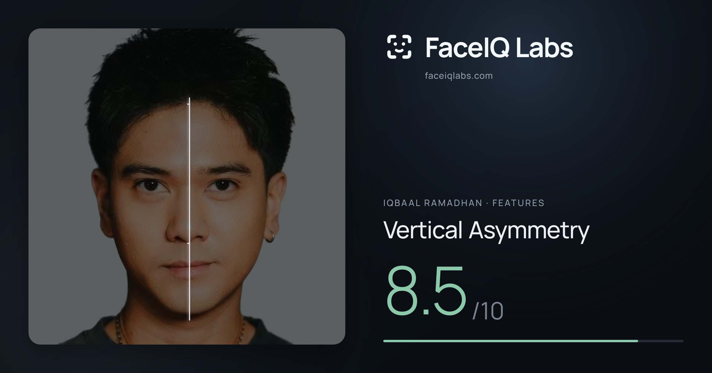 Iqbaal Ramadhan Vertical Asymmetry: 8.5/10, drawn on the photo