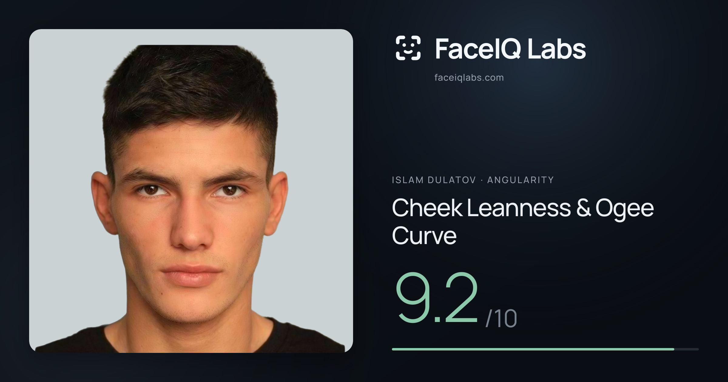 Islam Dulatov Cheek Leanness & Ogee Curve: 9.2/10, drawn on the photo
