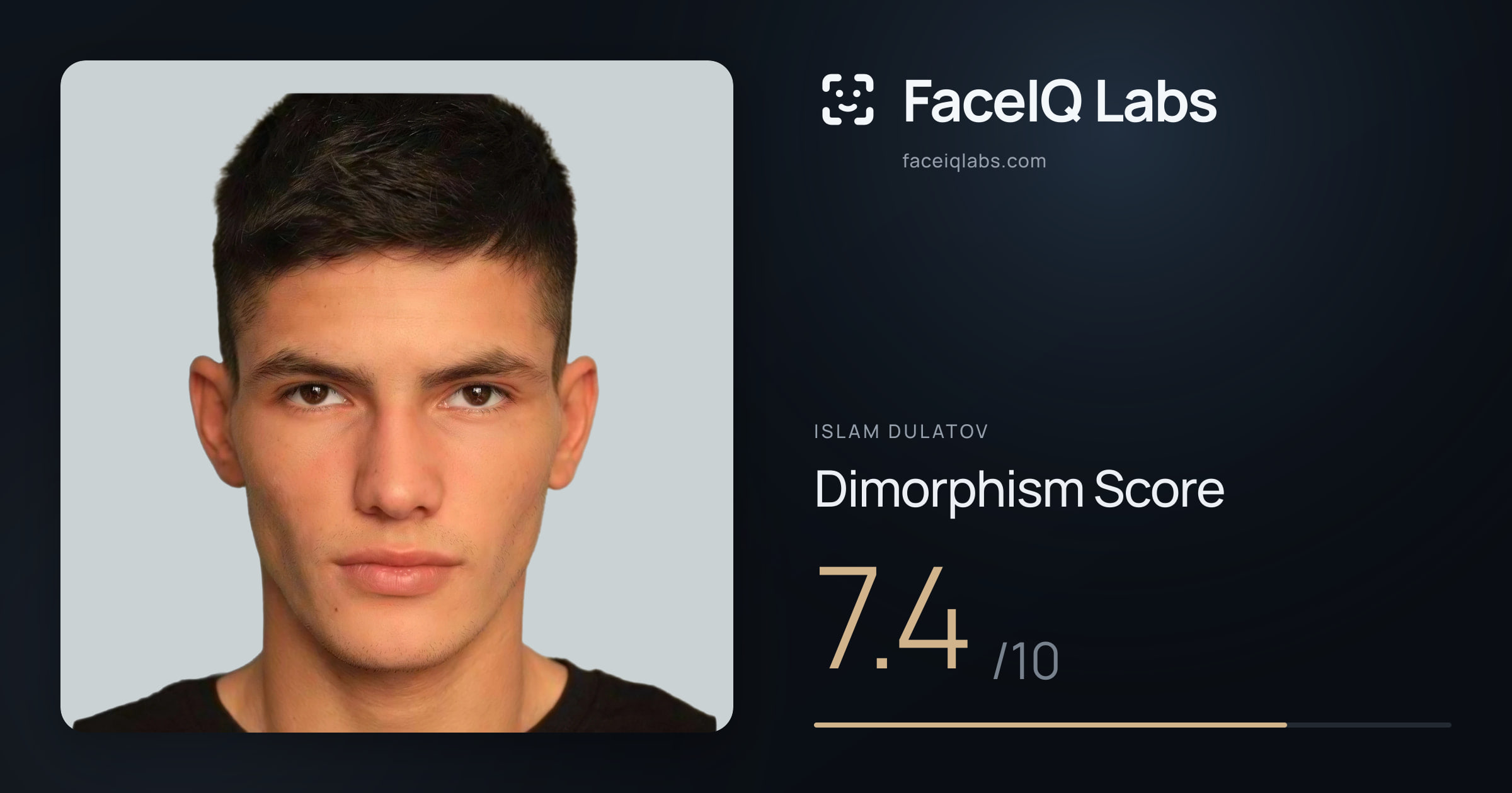 Islam Dulatov Dimorphism: 7.4/10, with each assessment drawn on the photo