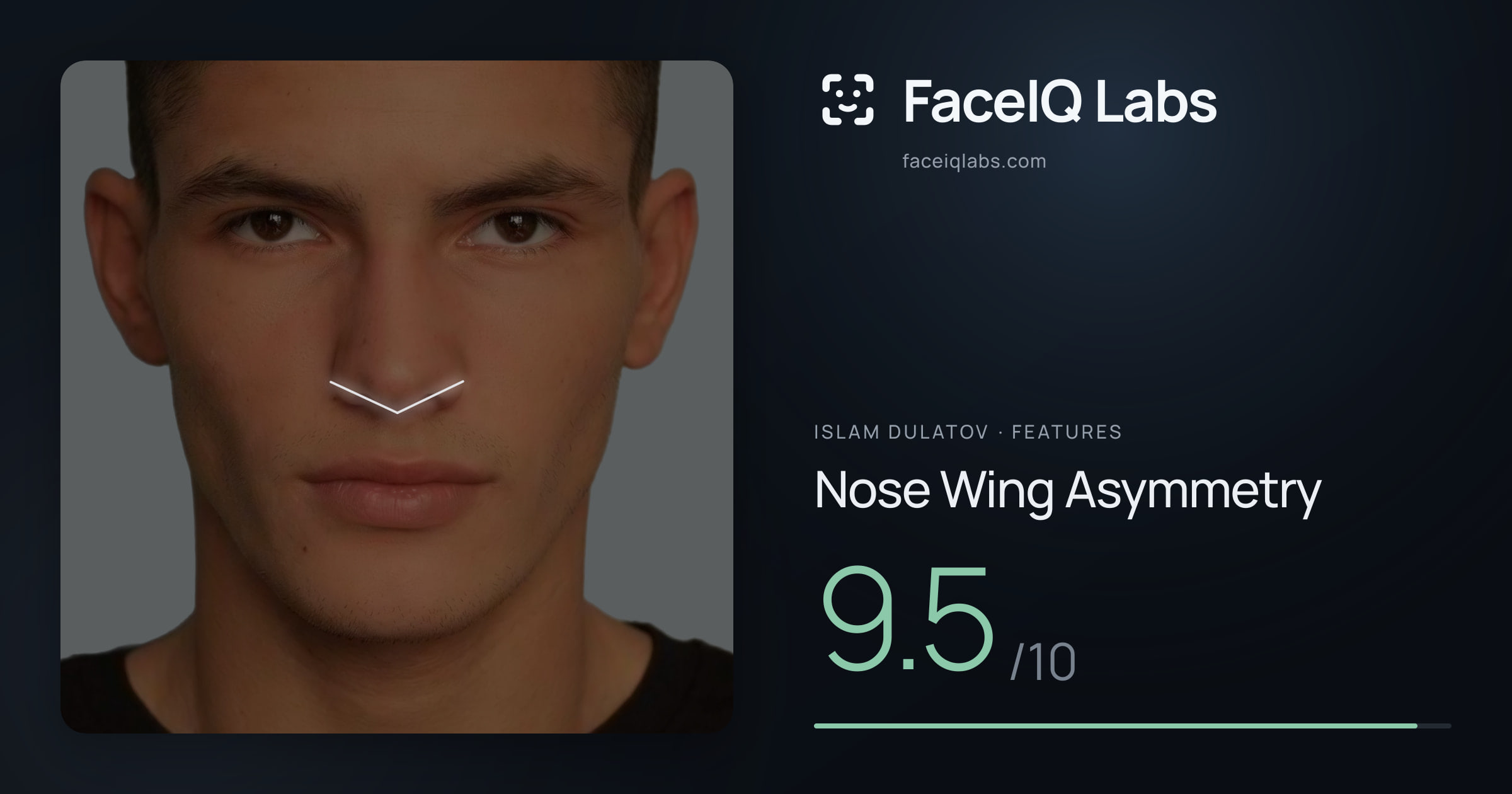 Islam Dulatov Nose Wing Asymmetry: 9.5/10, drawn on the photo