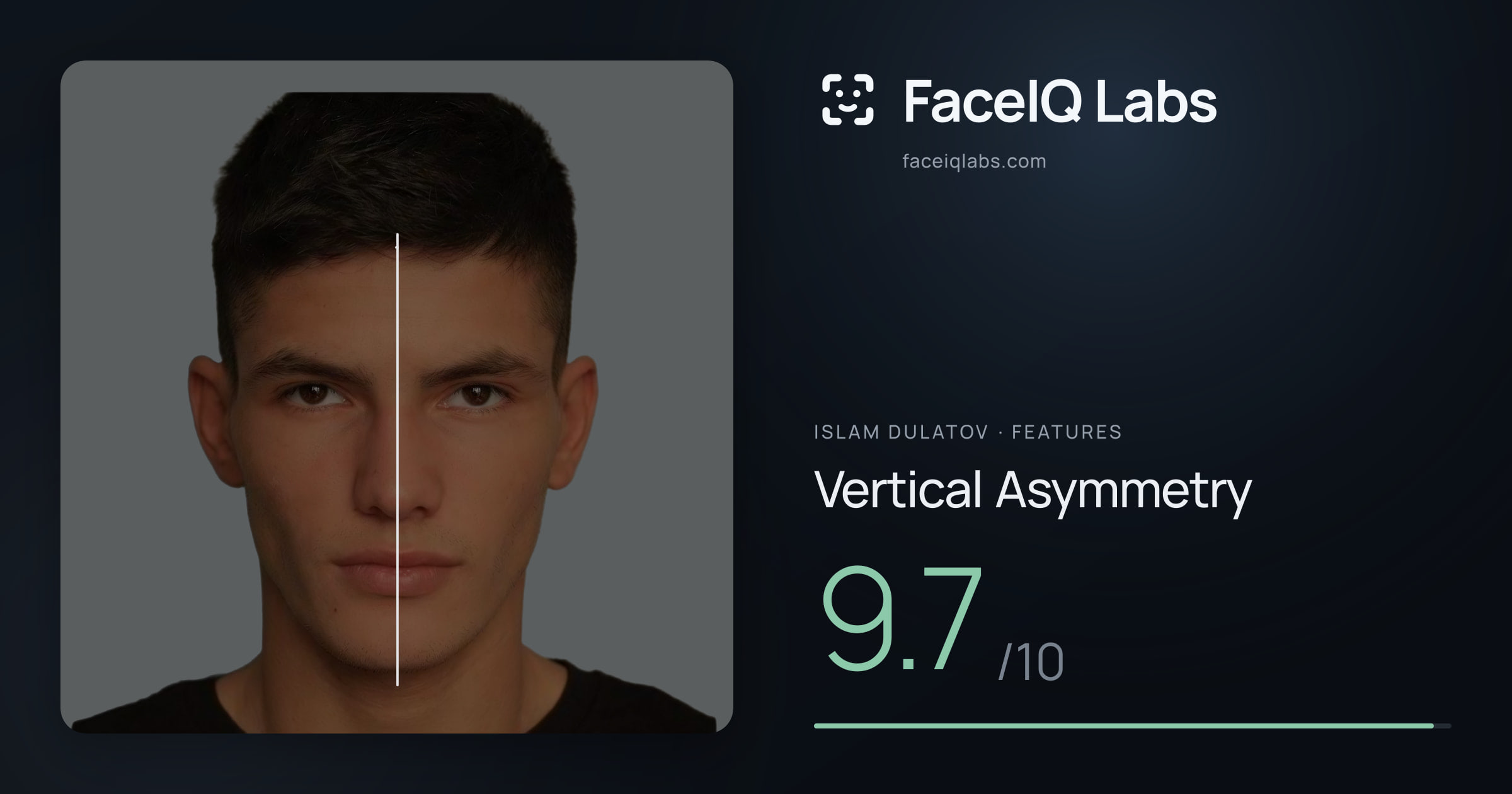 Islam Dulatov Vertical Asymmetry: 9.7/10, drawn on the photo