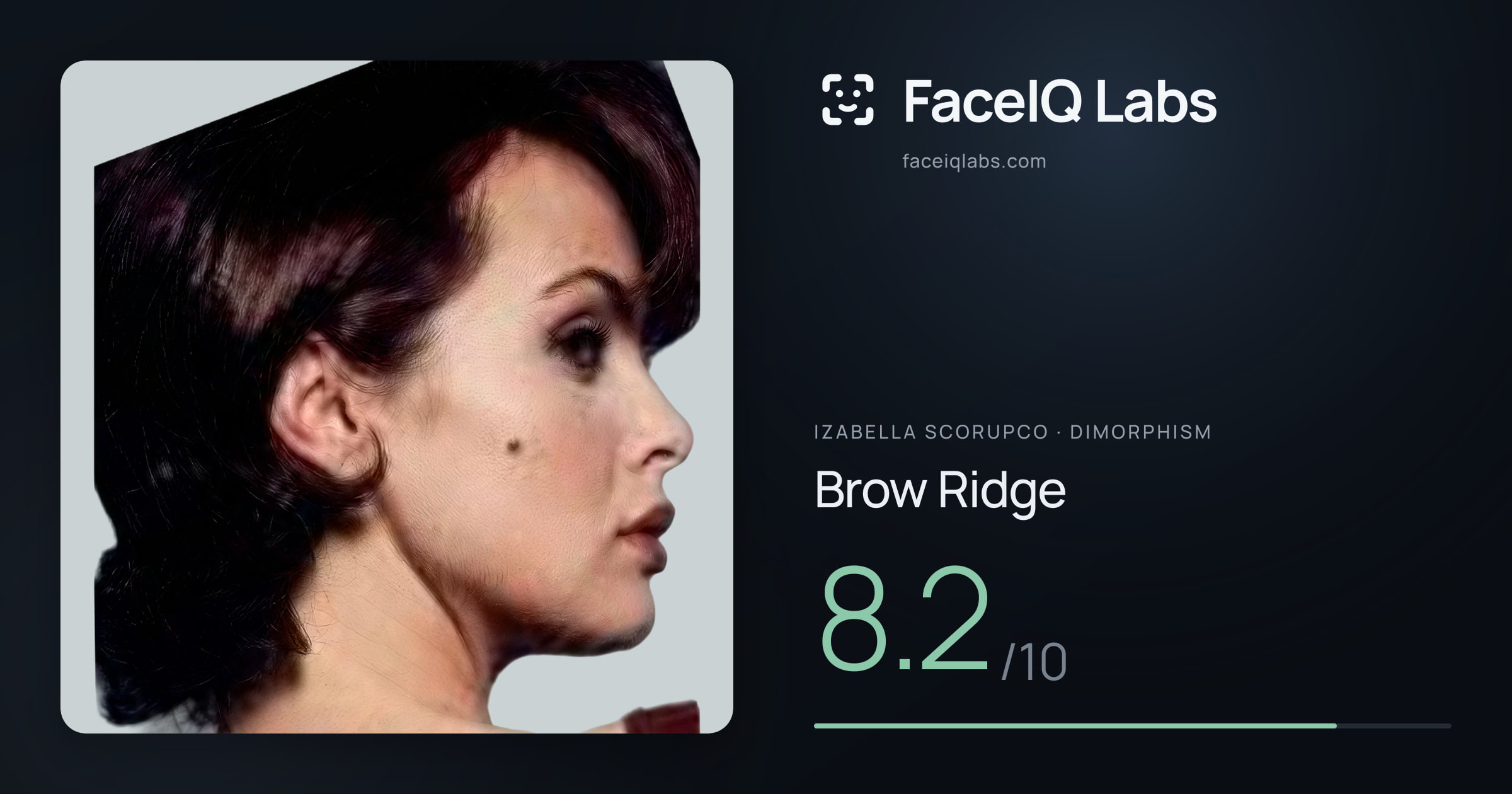 Izabella Scorupco Brow Ridge: 8.2/10, drawn on the photo