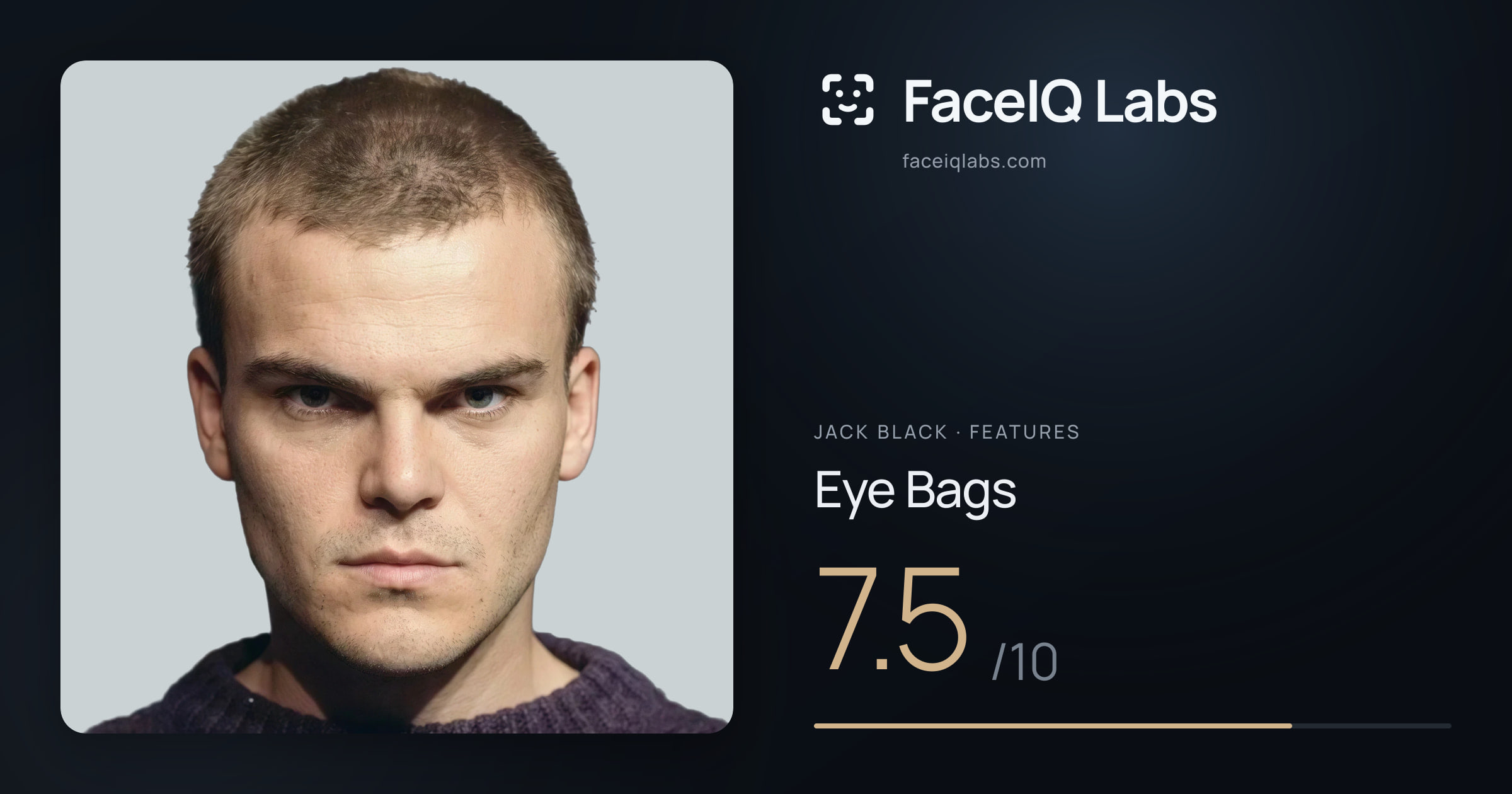 Jack Black Eye Bags: 7.5/10, drawn on the photo
