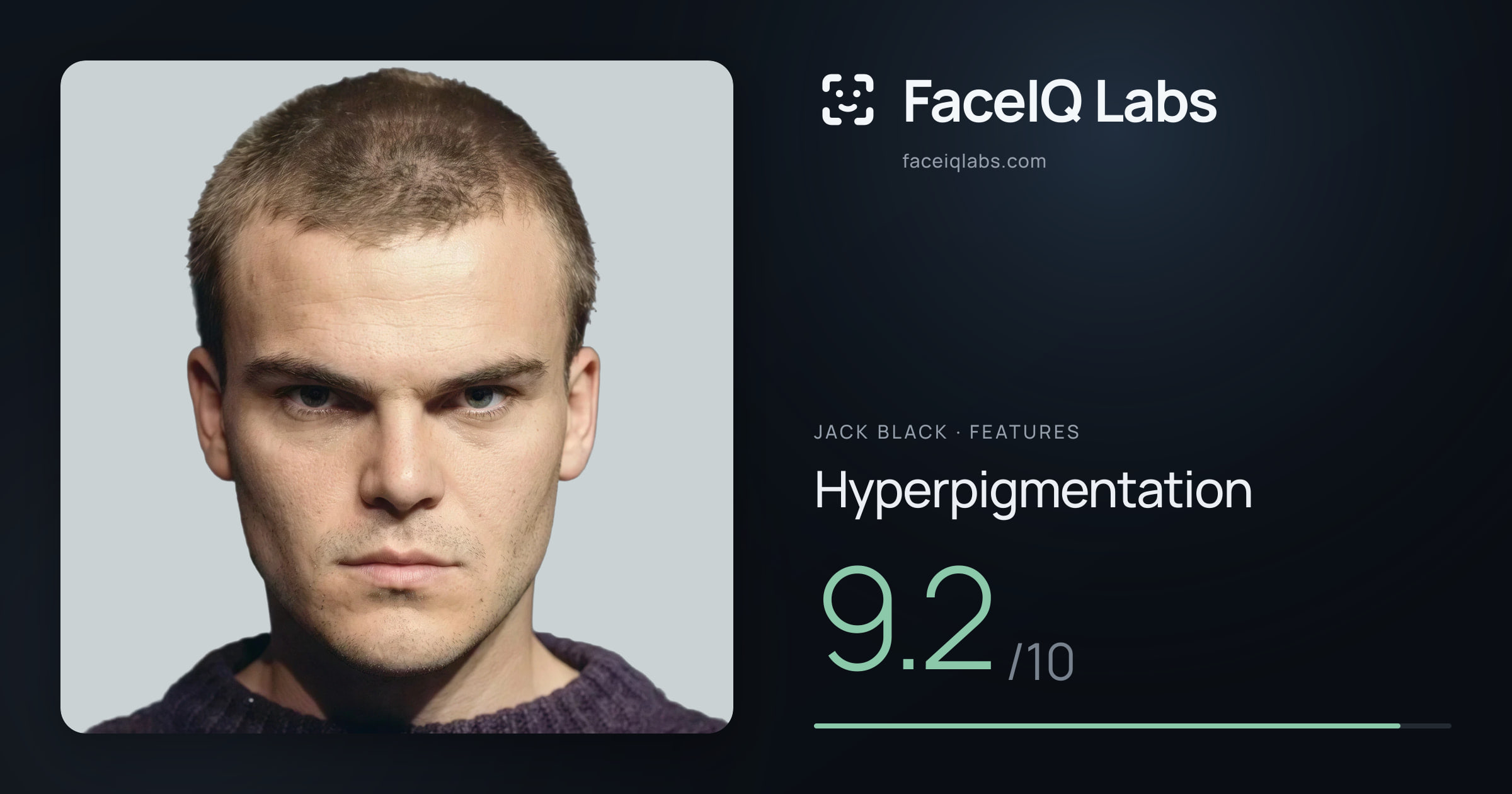 Jack Black Hyperpigmentation: 9.2/10, drawn on the photo