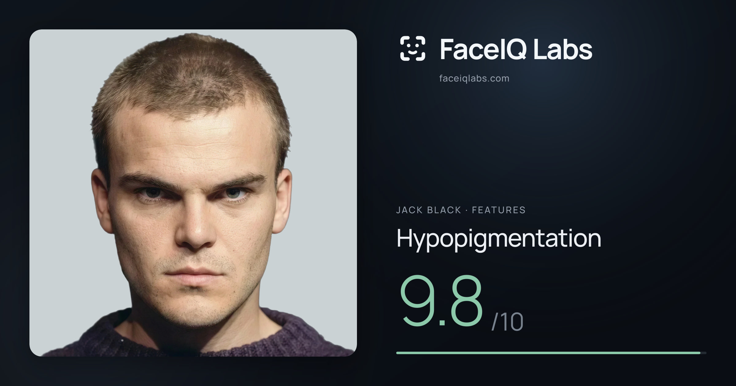 Jack Black Hypopigmentation: 9.8/10, drawn on the photo