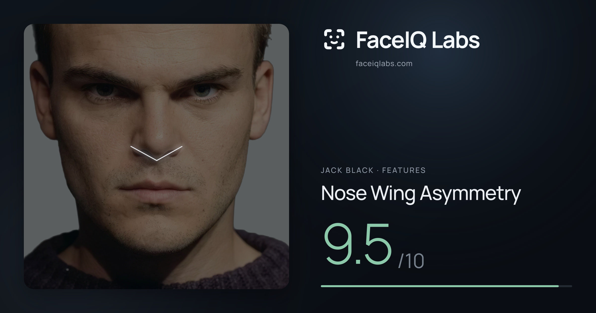 Jack Black Nose Wing Asymmetry: 9.5/10, drawn on the photo