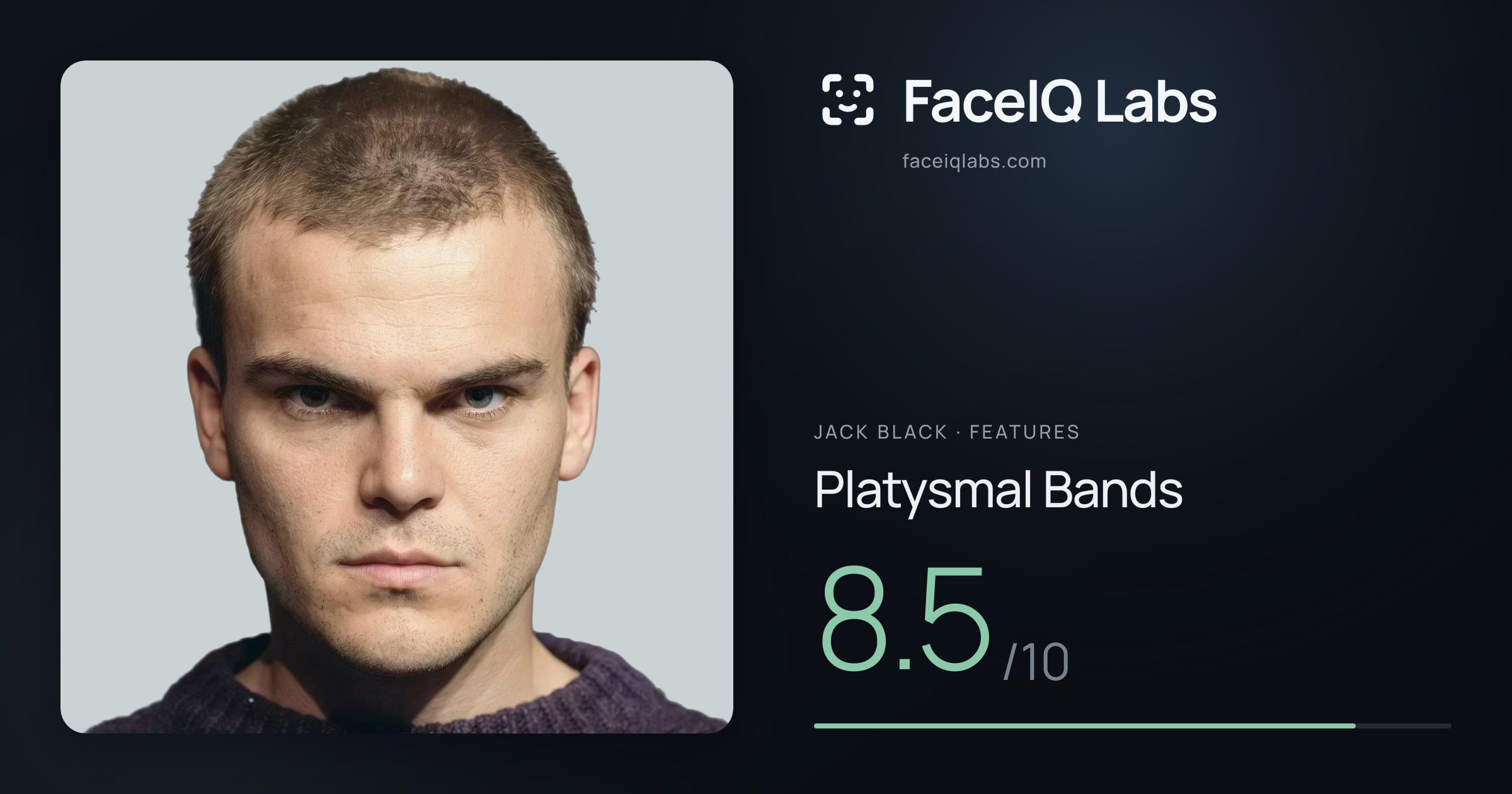 Jack Black Platysmal Bands: 8.5/10, drawn on the photo