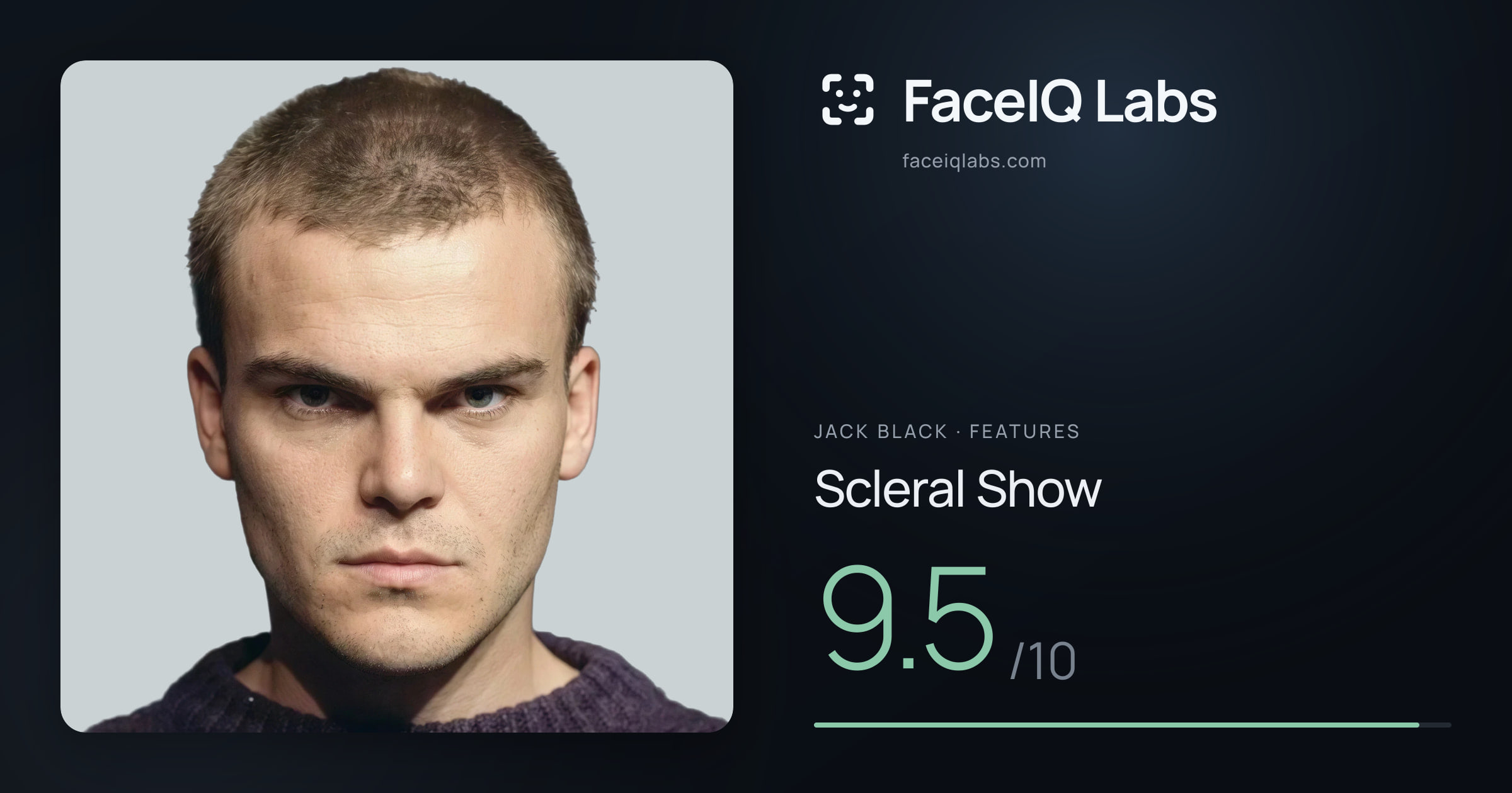 Jack Black Scleral Show: 9.5/10, drawn on the photo