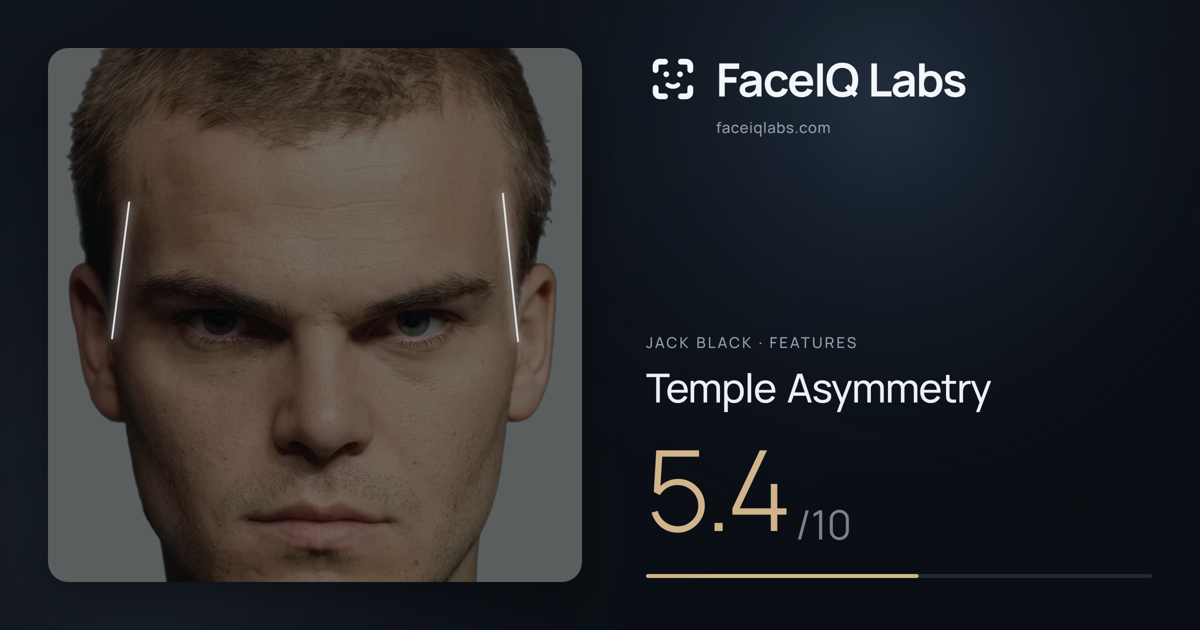 Jack Black Temple Asymmetry: 5.4/10, drawn on the photo