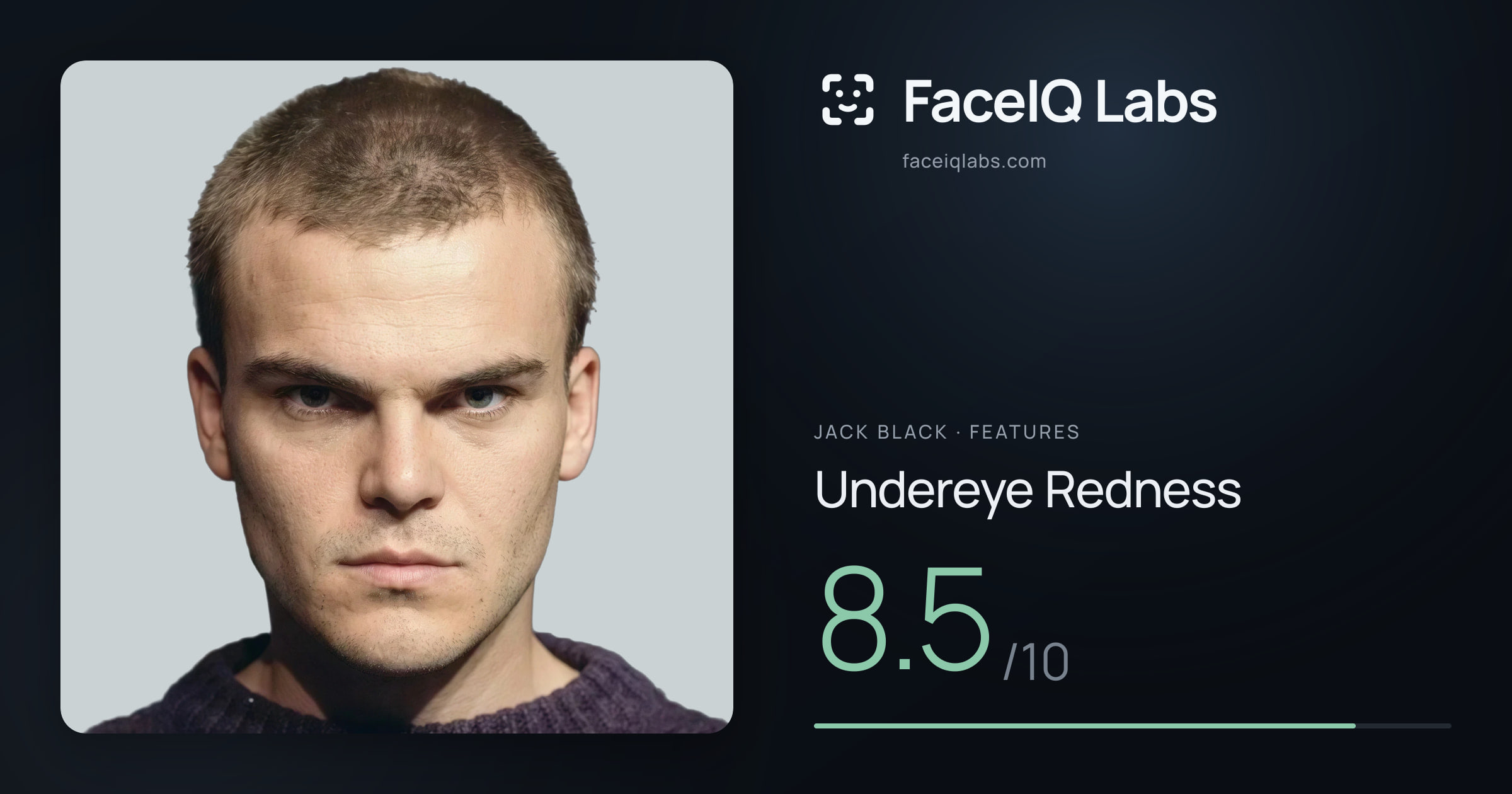 Jack Black Undereye Redness: 8.5/10, drawn on the photo
