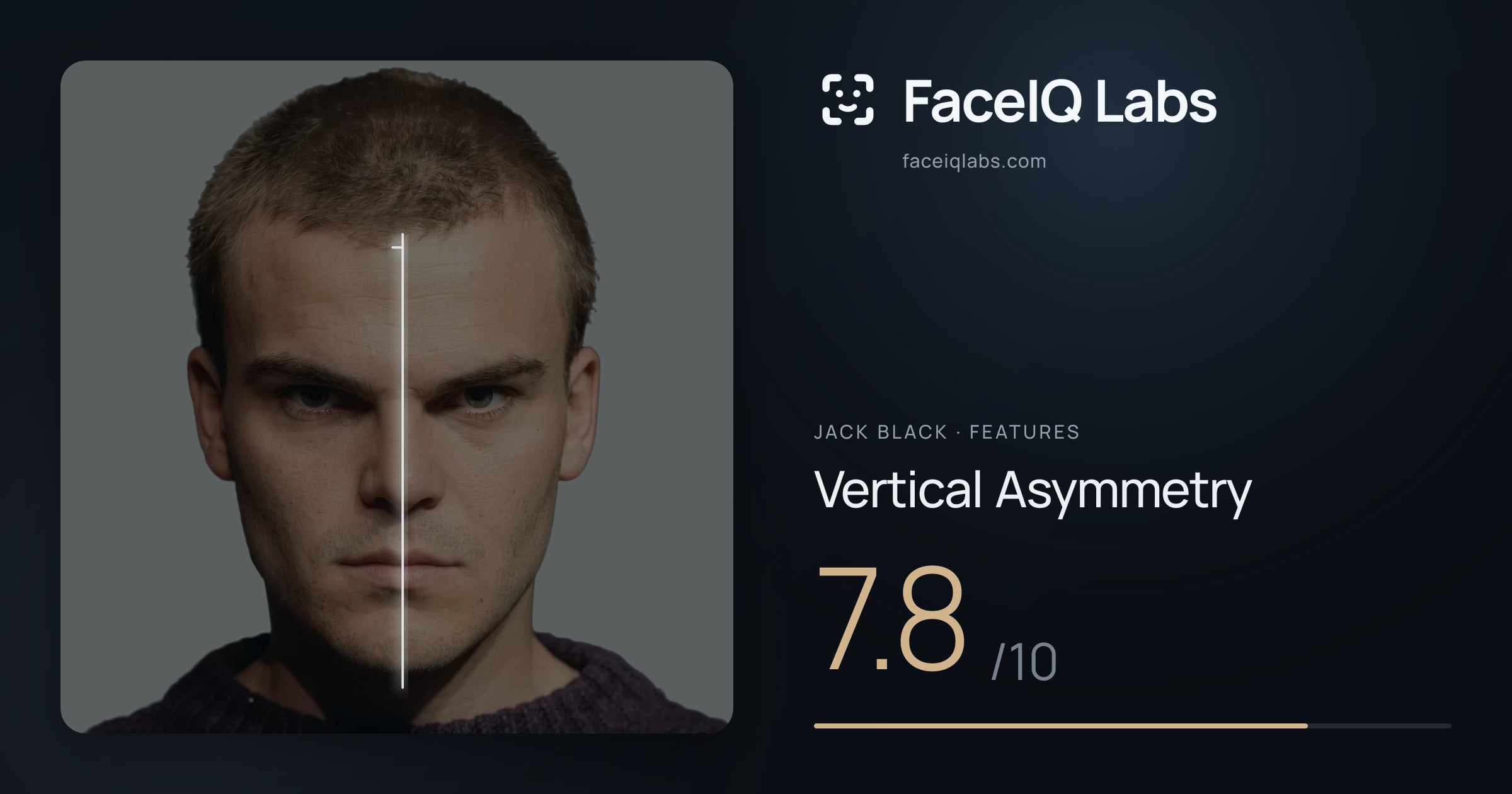 Jack Black Vertical Asymmetry: 7.8/10, drawn on the photo
