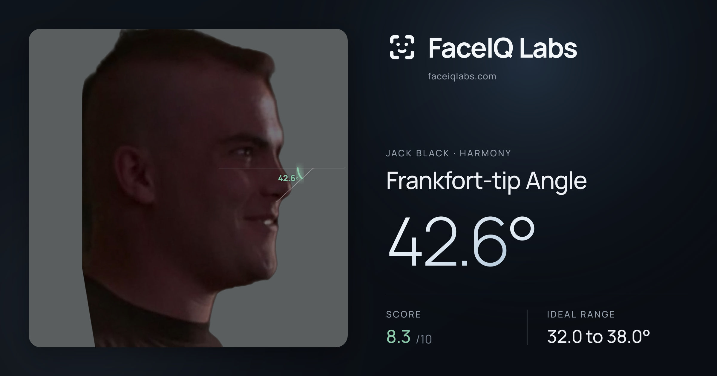 Jack Black Frankfort-tip Angle: 42.6°, drawn on the photo