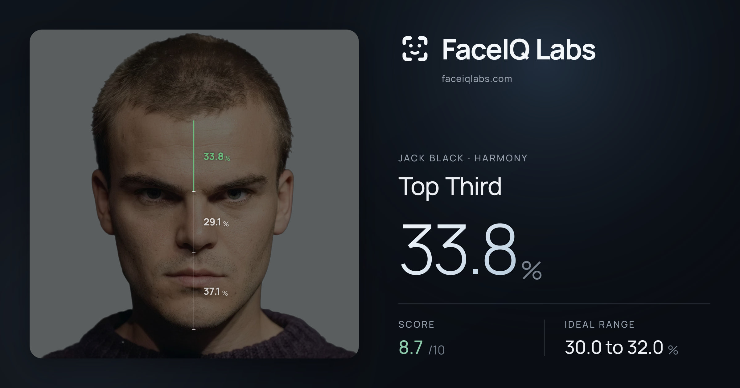 Jack Black Top Third: 33.8%, drawn on the photo