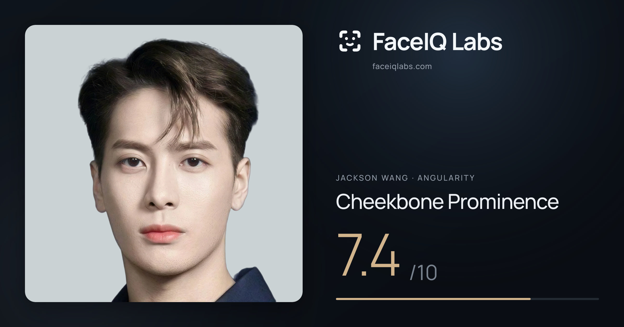 Jackson Wang Cheekbone Prominence: 7.4/10, drawn on the photo