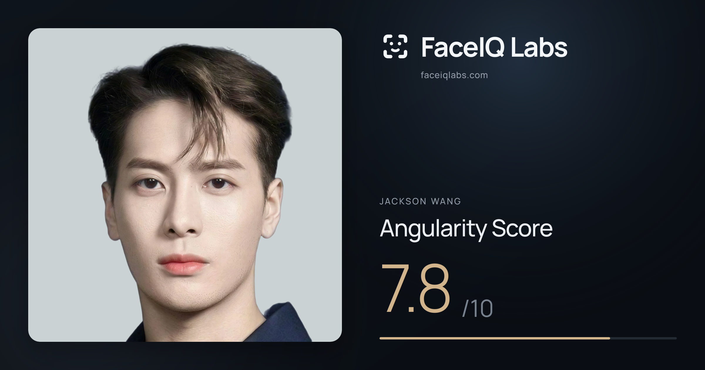 Jackson Wang Angularity: 7.8/10, with each assessment drawn on the photo