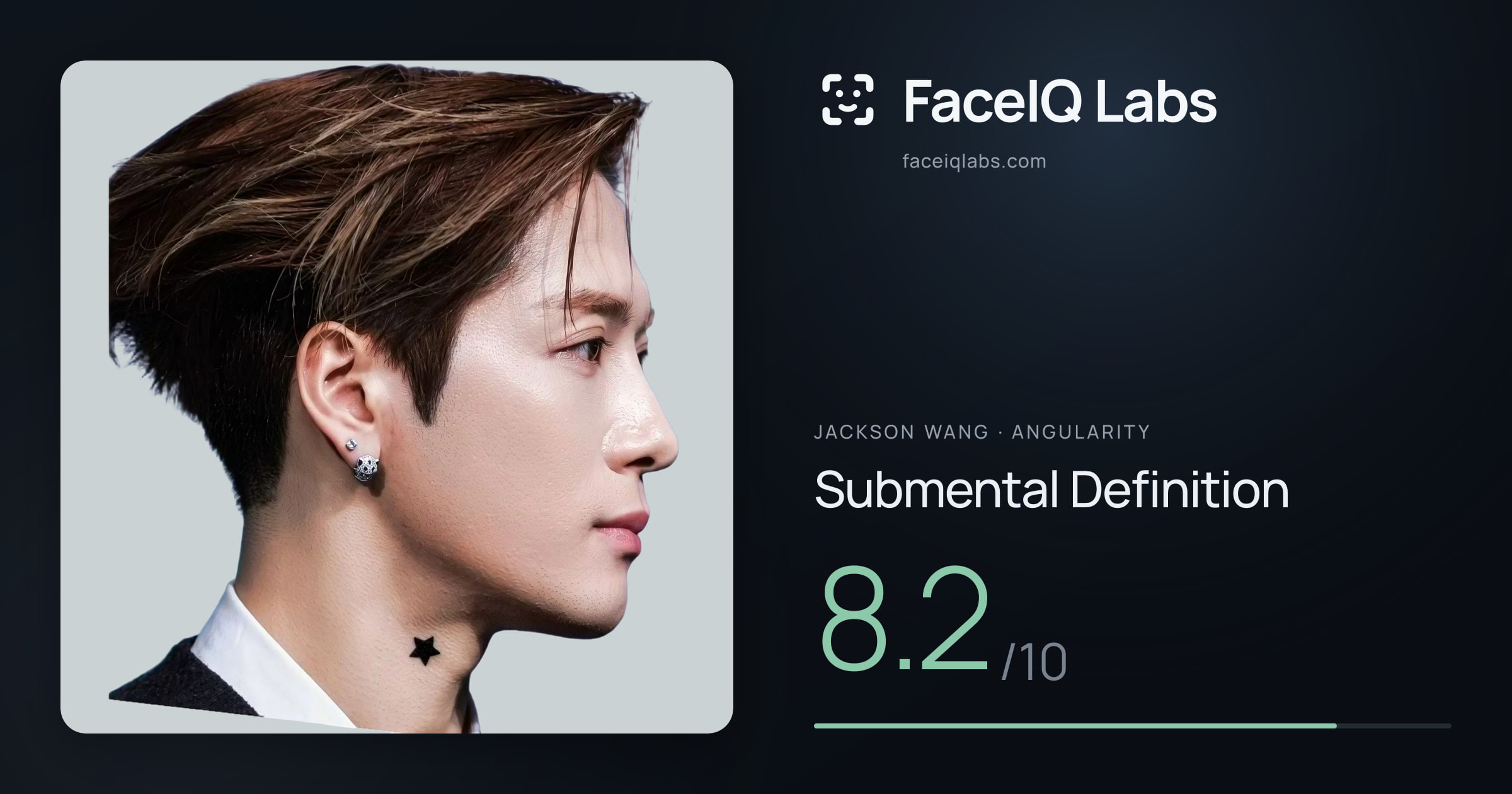 Jackson Wang Submental Definition: 8.2/10, drawn on the photo