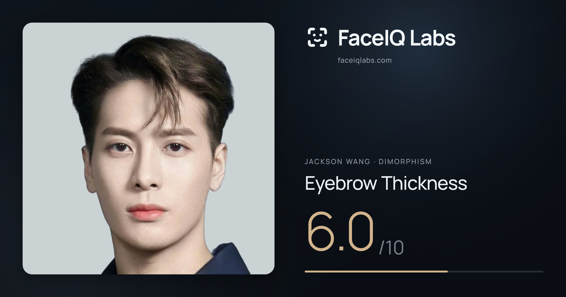 Jackson Wang Eyebrow Thickness: 6.0/10, drawn on the photo