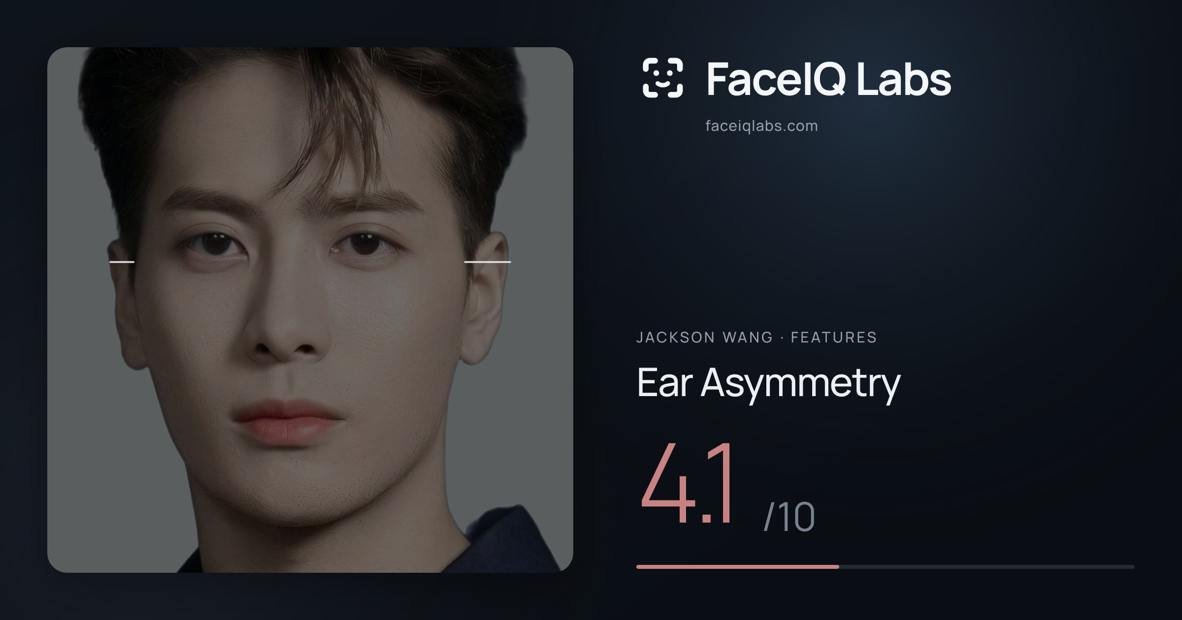 Jackson Wang Ear Asymmetry: 4.1/10, drawn on the photo