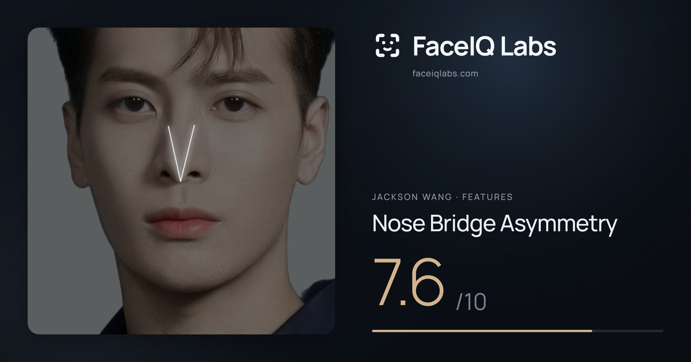 Jackson Wang Nose Bridge Asymmetry: 7.6/10, drawn on the photo
