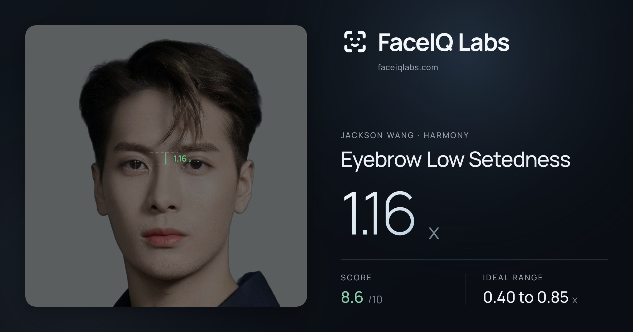 Jackson Wang Eyebrow Low Setedness: 1.16x, drawn on the photo
