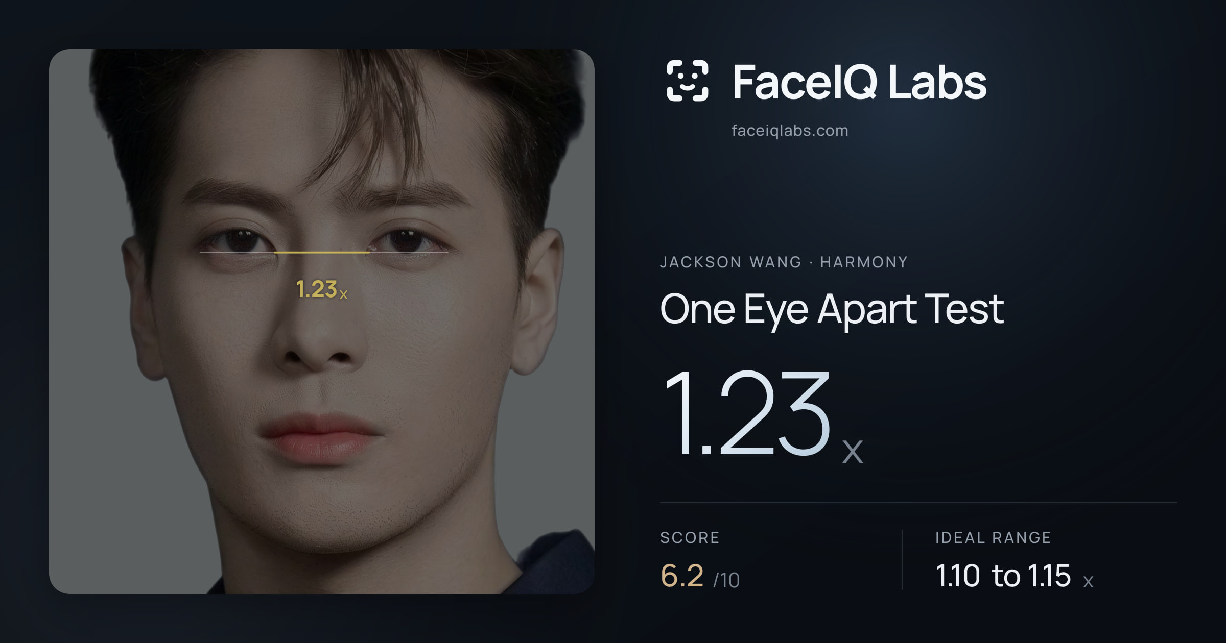 Jackson Wang One Eye Apart Test: 1.23x, drawn on the photo