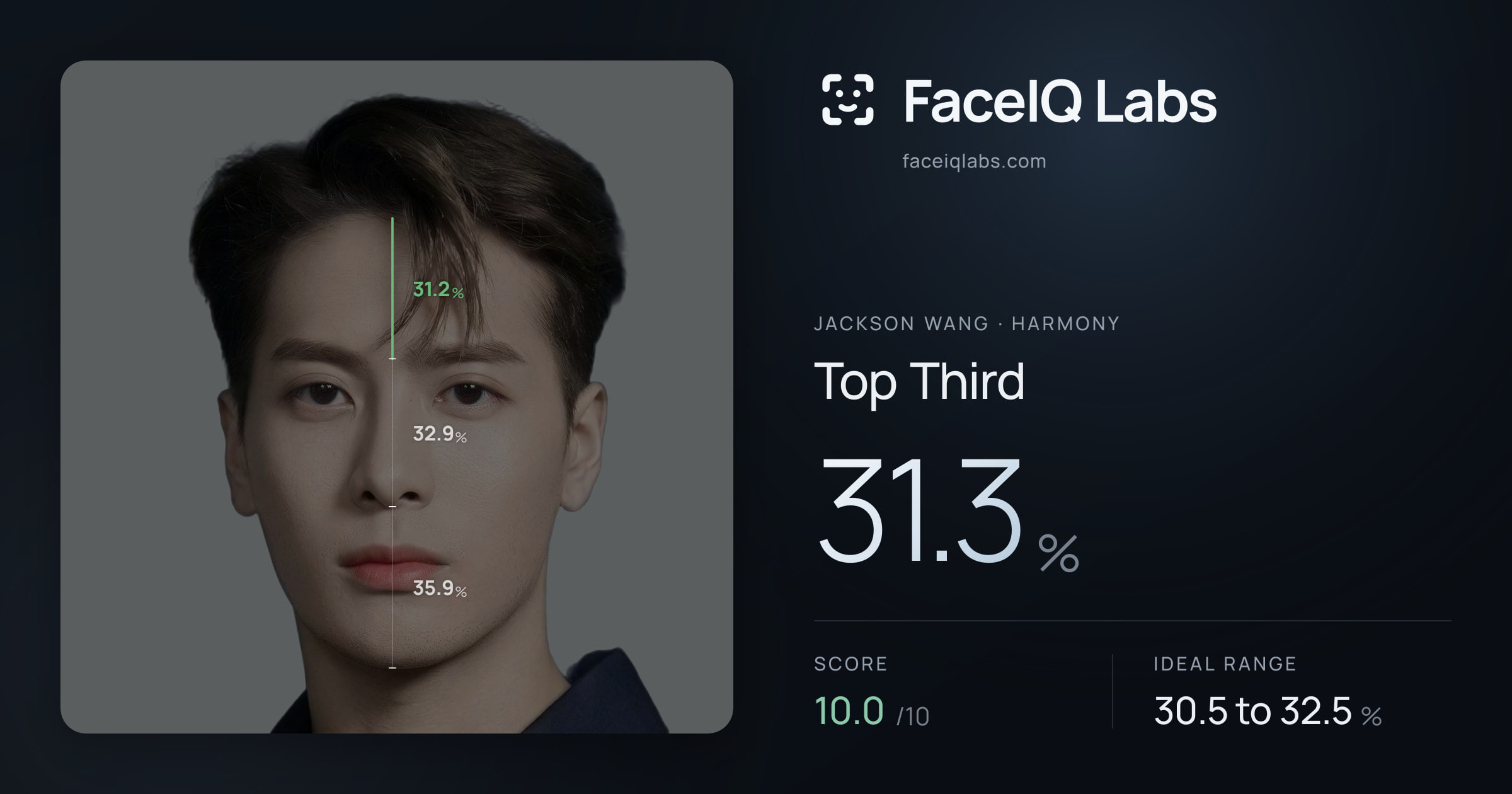 Jackson Wang Top Third: 31.3%, drawn on the photo
