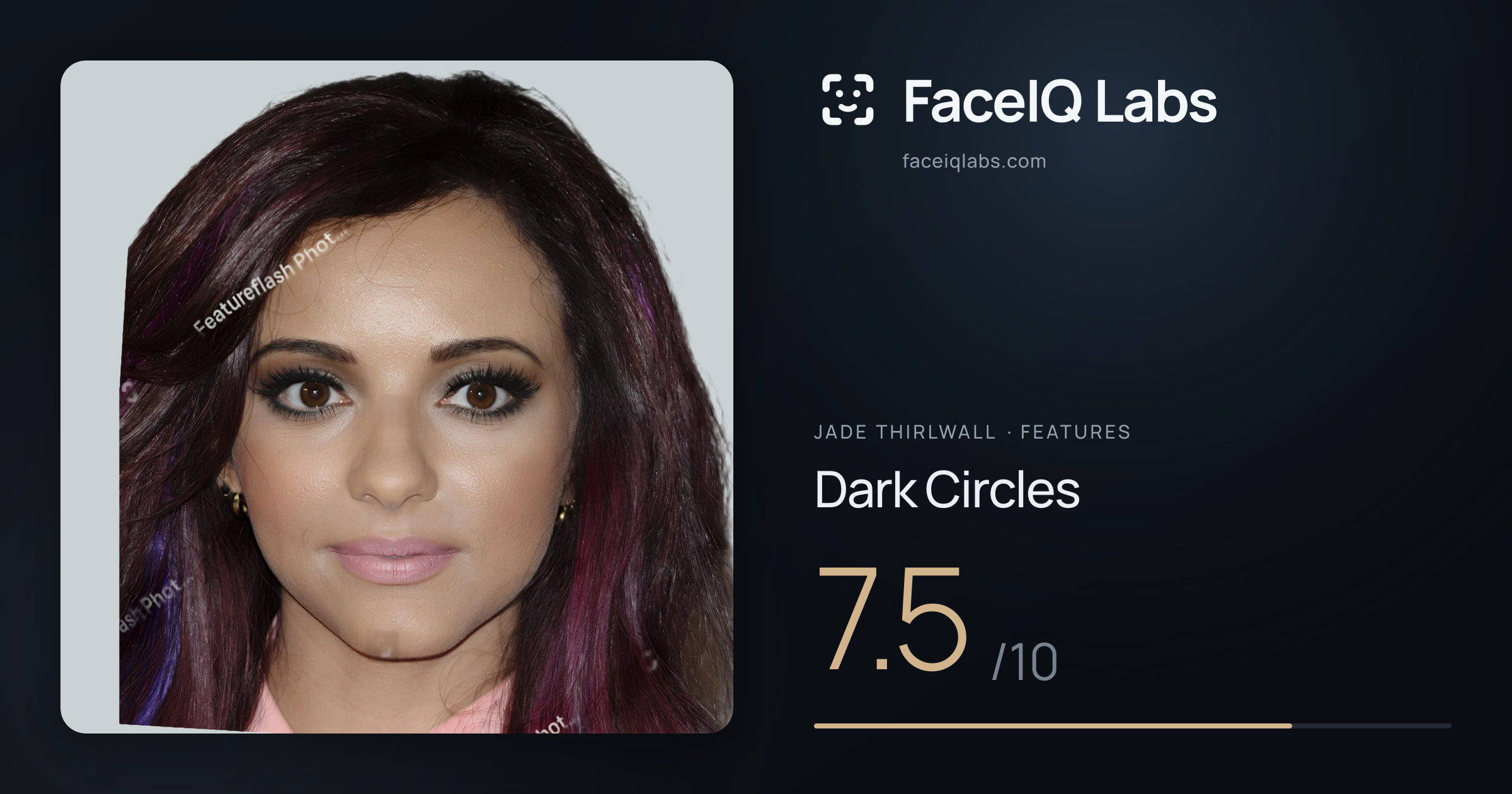 Jade Thirlwall Dark Circles: 7.5/10, drawn on the photo