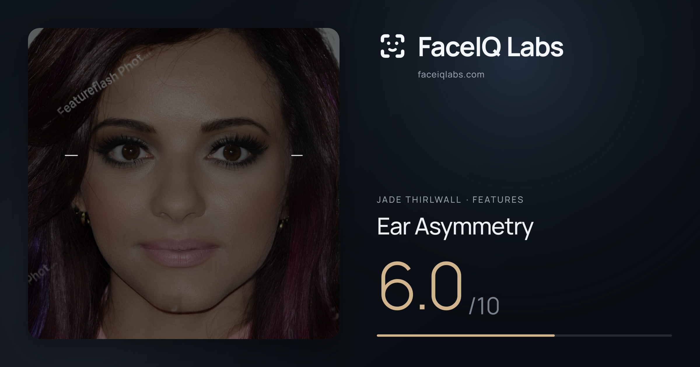 Jade Thirlwall Ear Asymmetry: 6.0/10, drawn on the photo