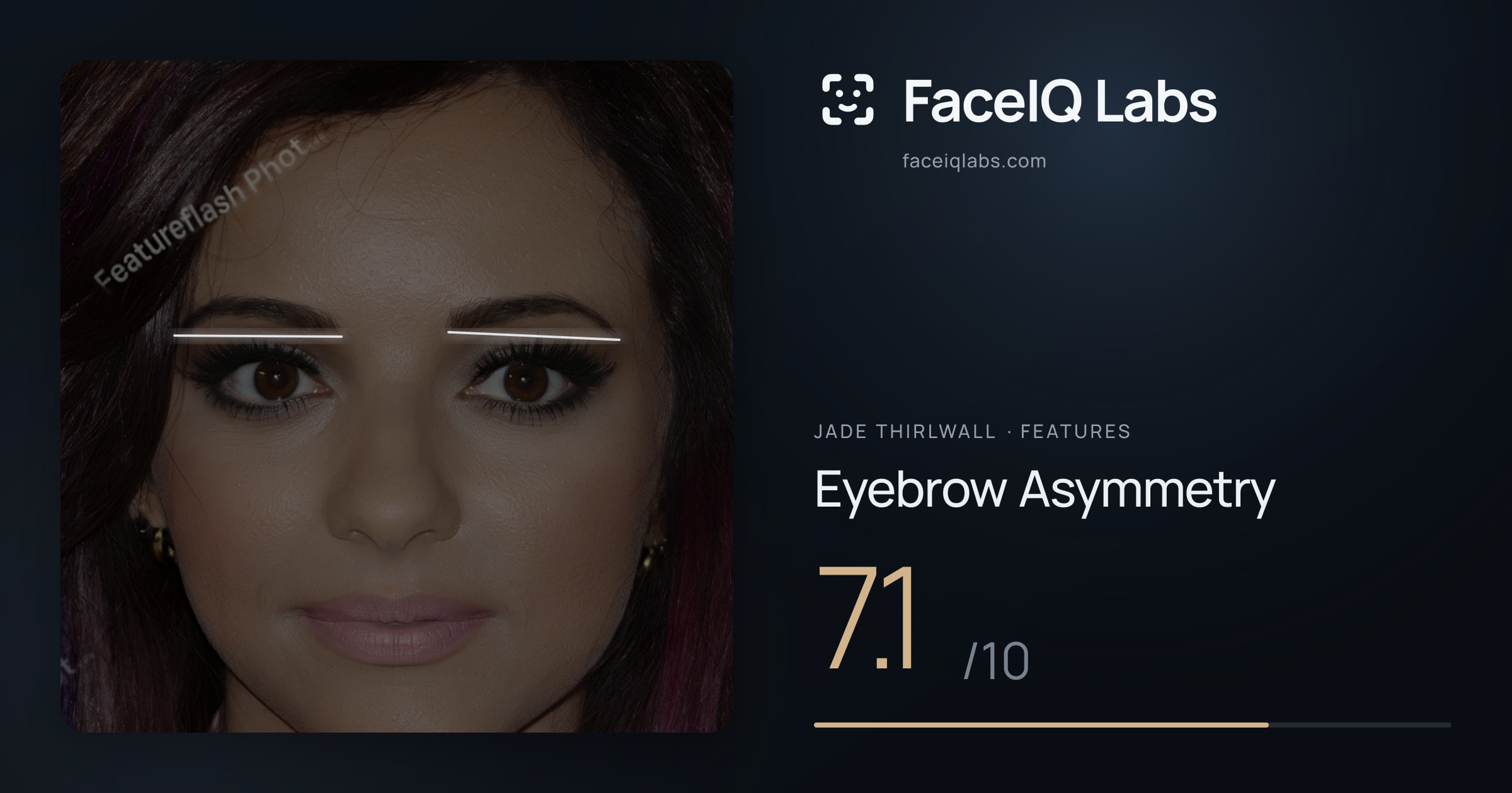 Jade Thirlwall Eyebrow Asymmetry: 7.1/10, drawn on the photo