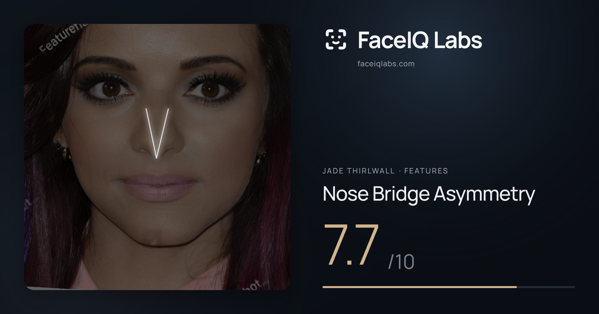 Jade Thirlwall Nose Bridge Asymmetry: 7.7/10, drawn on the photo