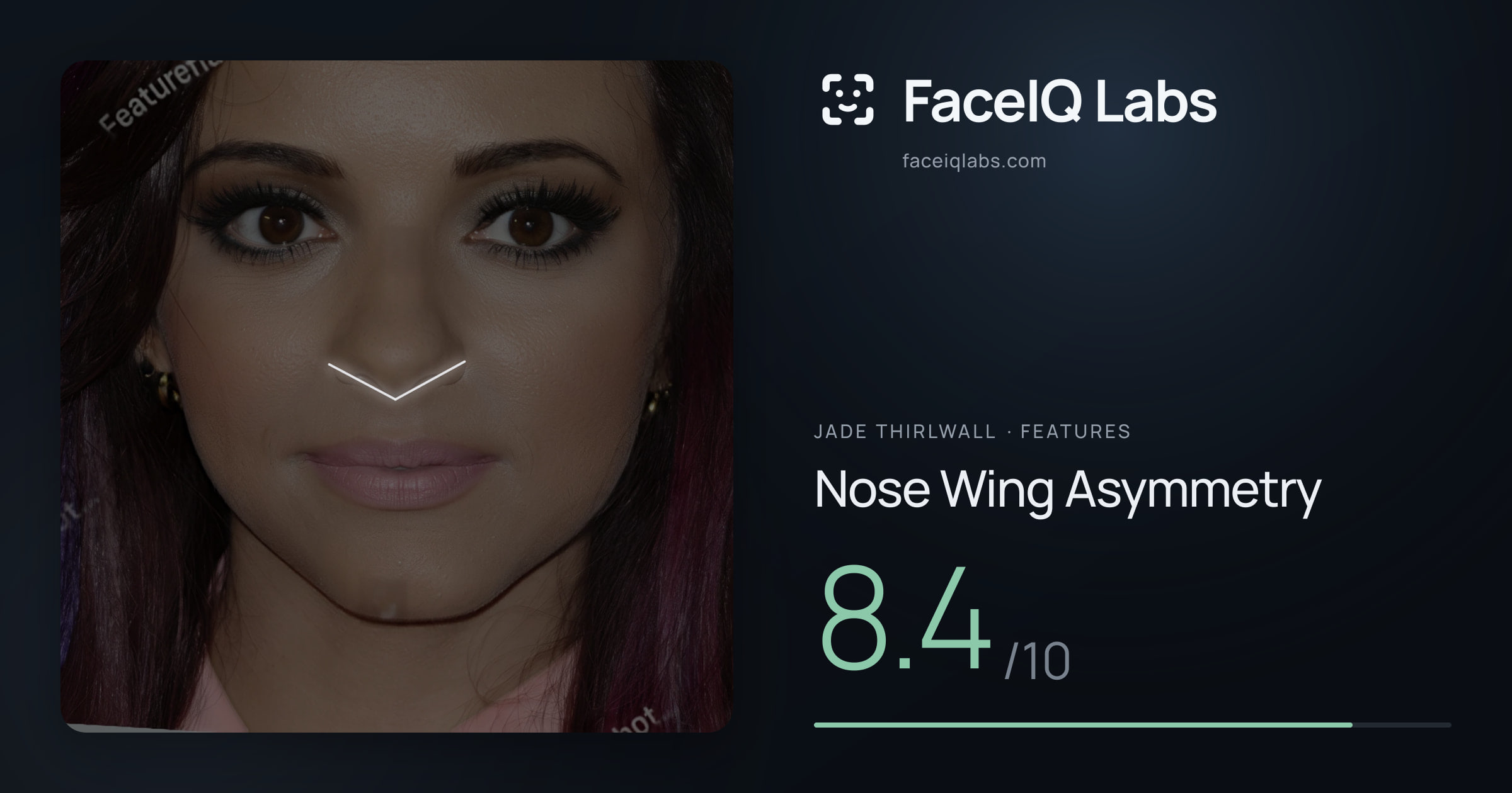 Jade Thirlwall Nose Wing Asymmetry: 8.4/10, drawn on the photo