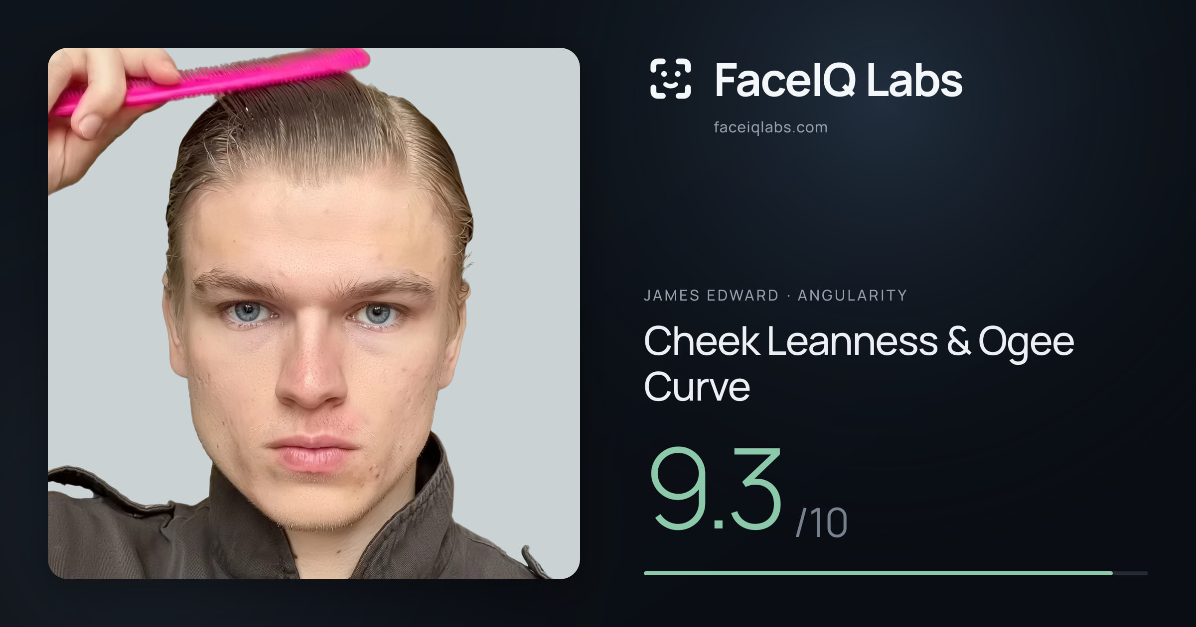 James Edward Cheek Leanness & Ogee Curve: 9.3/10, drawn on the photo