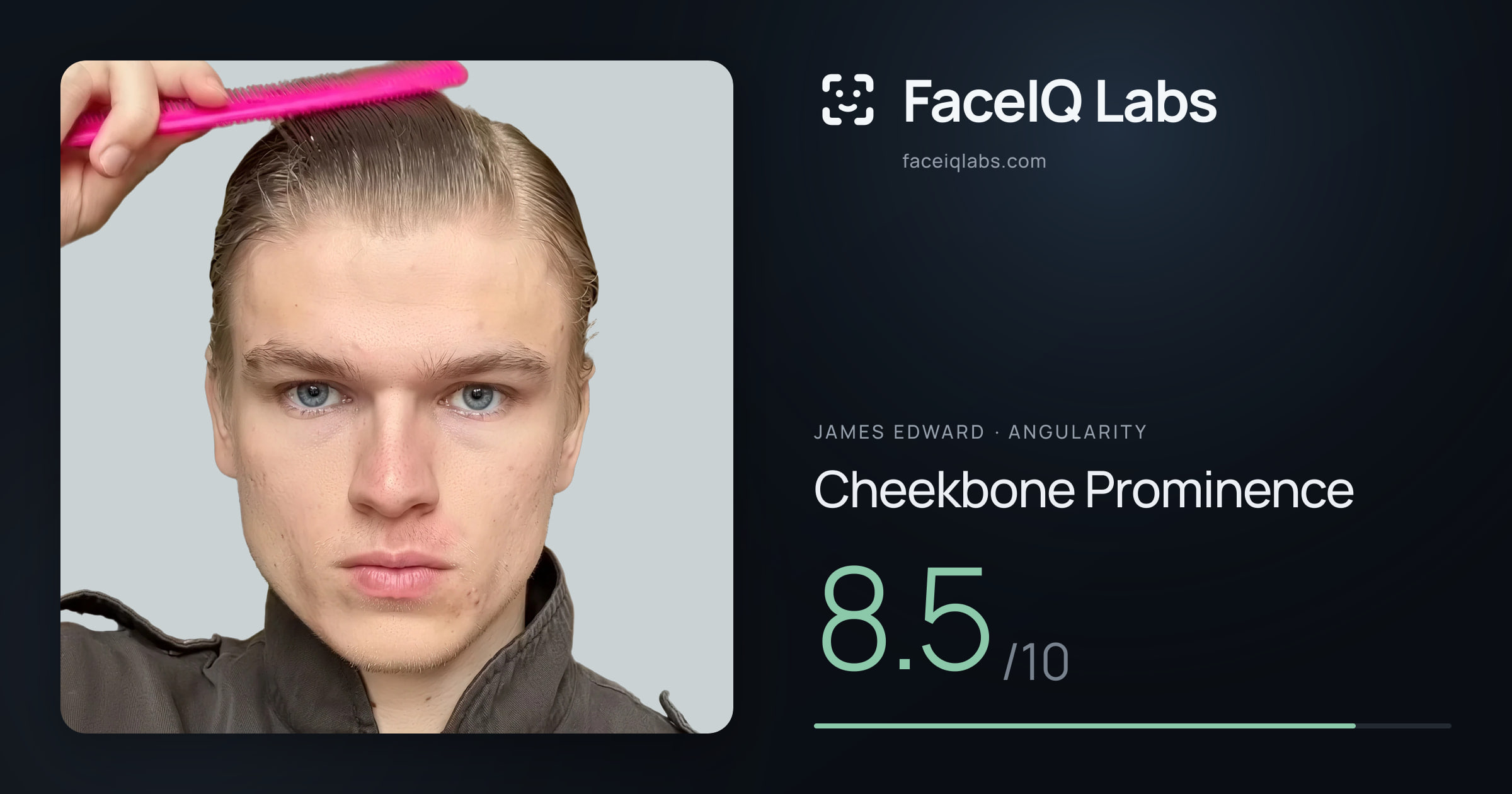 James Edward Cheekbone Prominence: 8.5/10, drawn on the photo