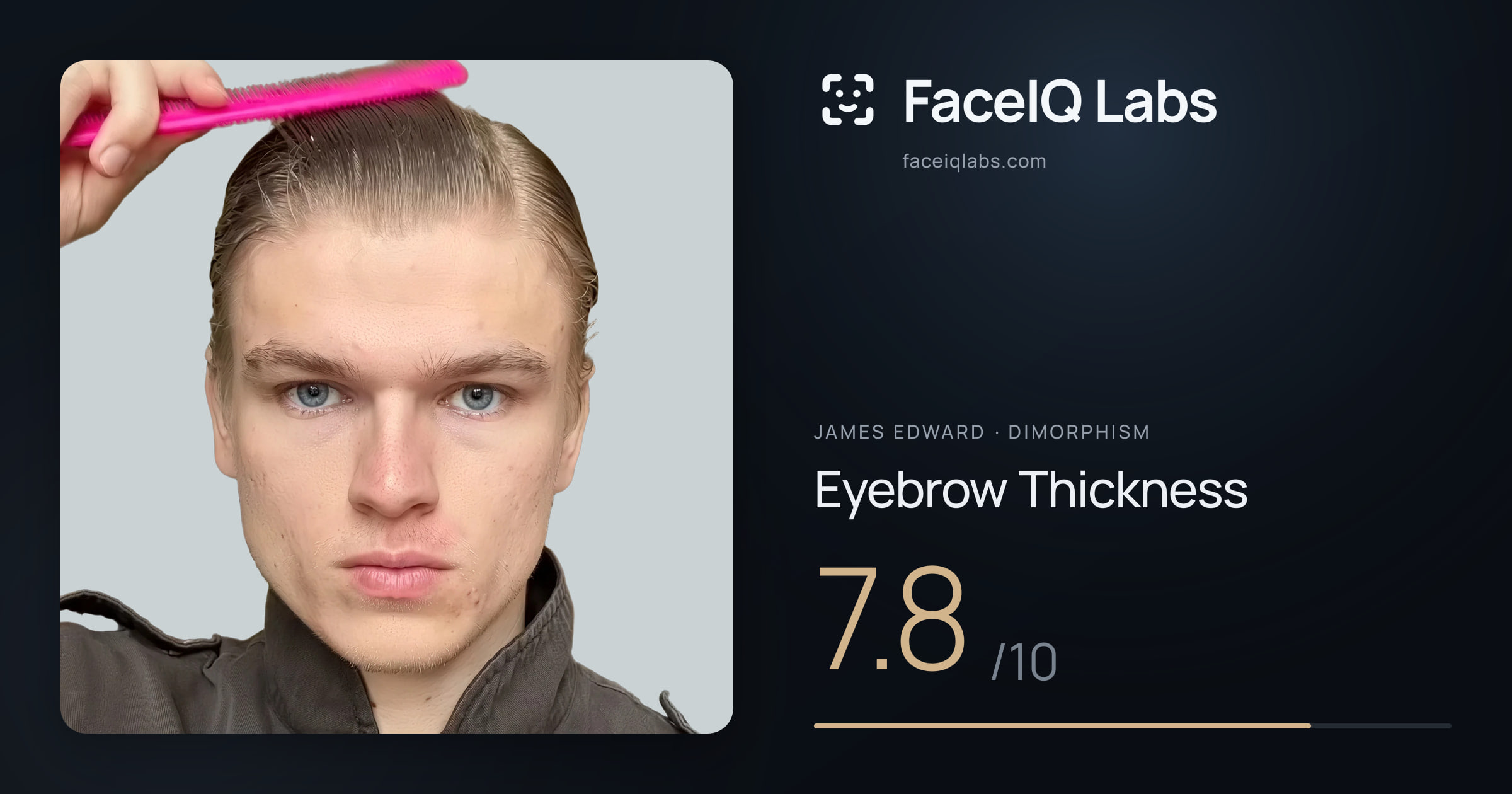 James Edward Eyebrow Thickness: 7.8/10, drawn on the photo