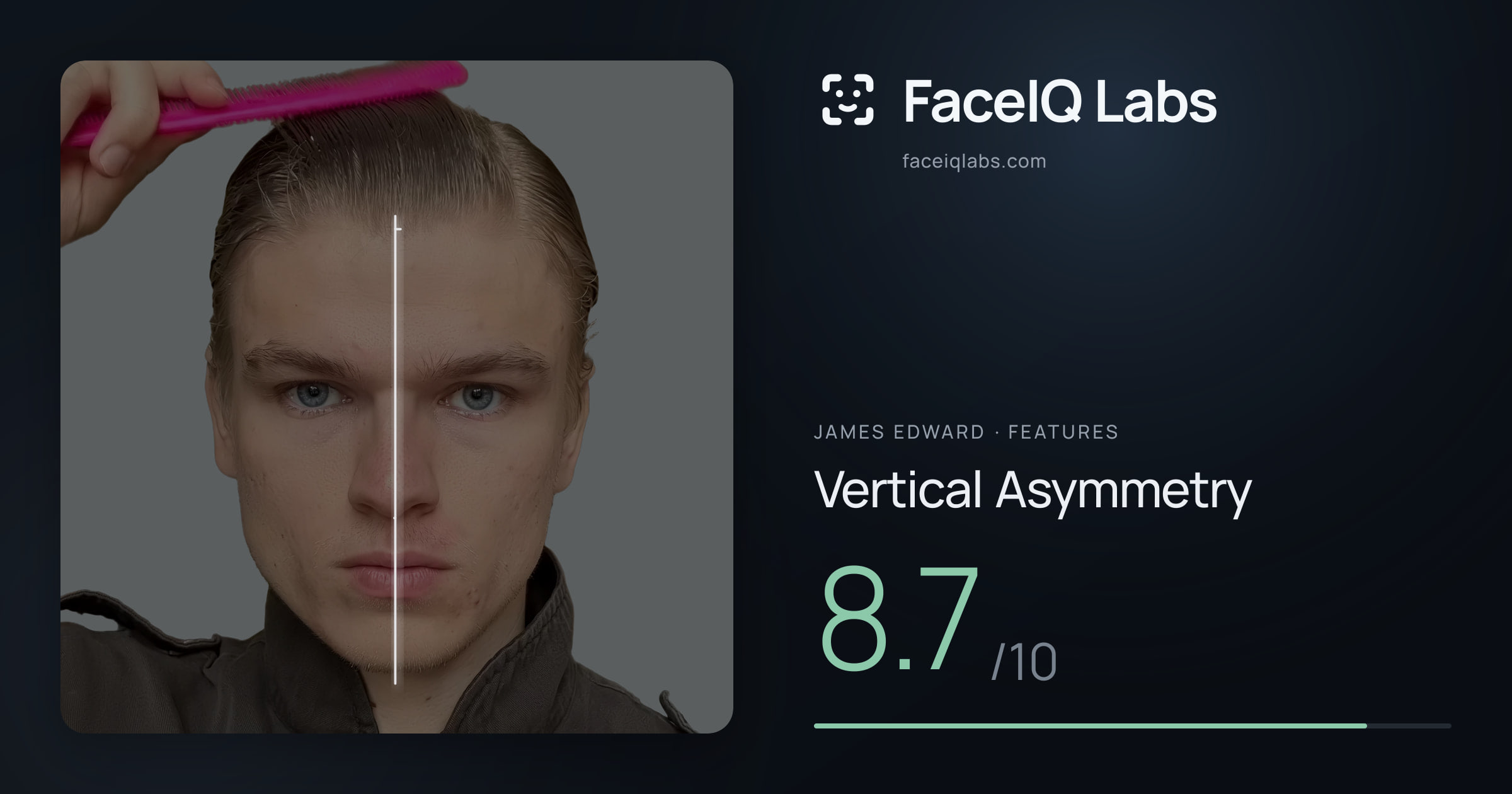 James Edward Vertical Asymmetry: 8.7/10, drawn on the photo