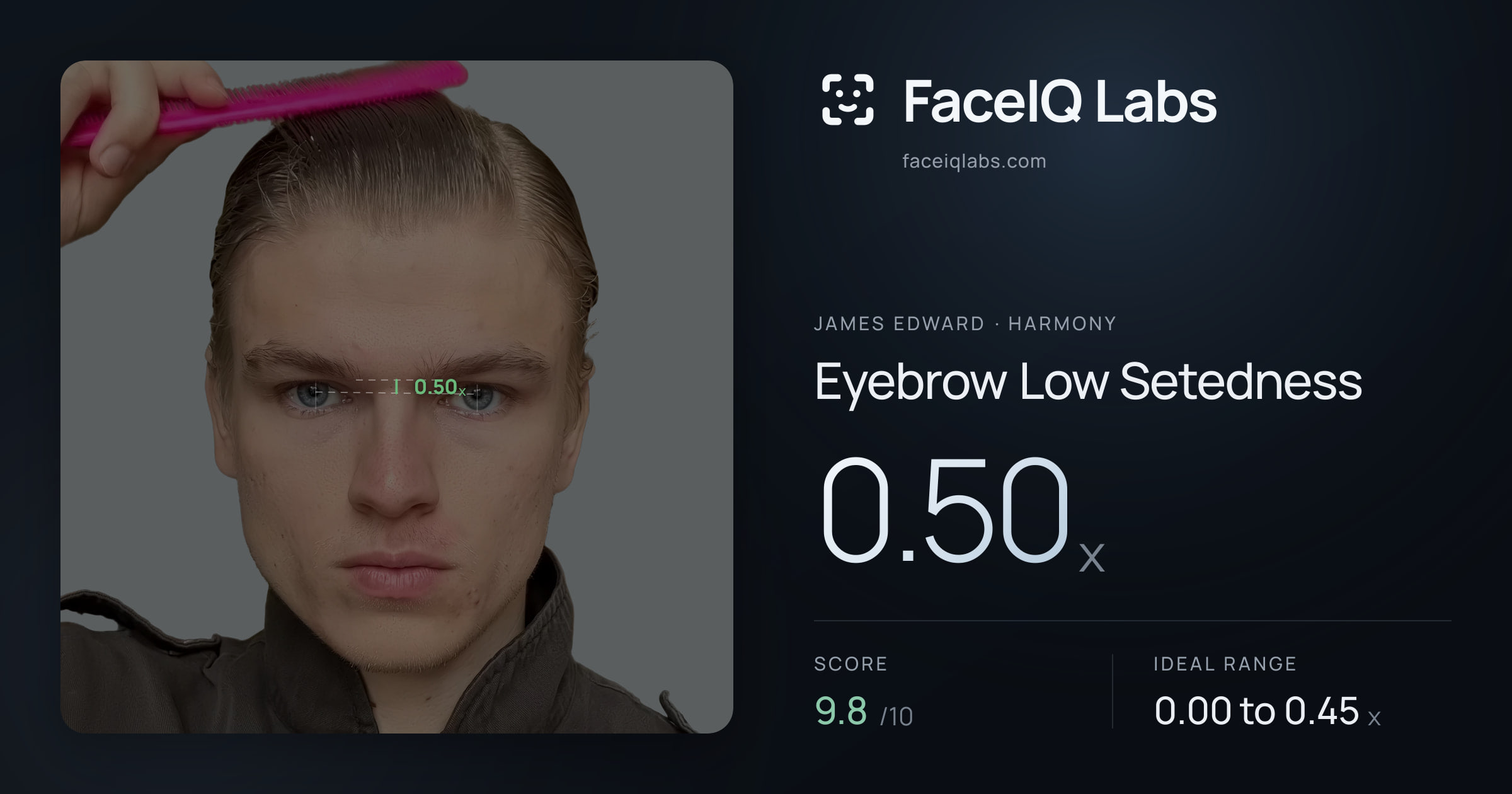 James Edward Eyebrow Low Setedness: 0.50x, drawn on the photo