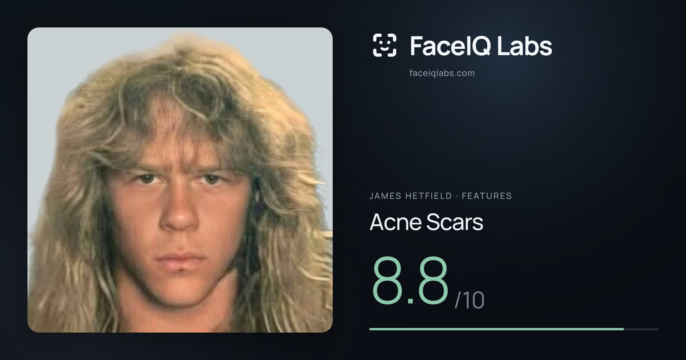 James Hetfield Acne Scars: 8.8/10, drawn on the photo