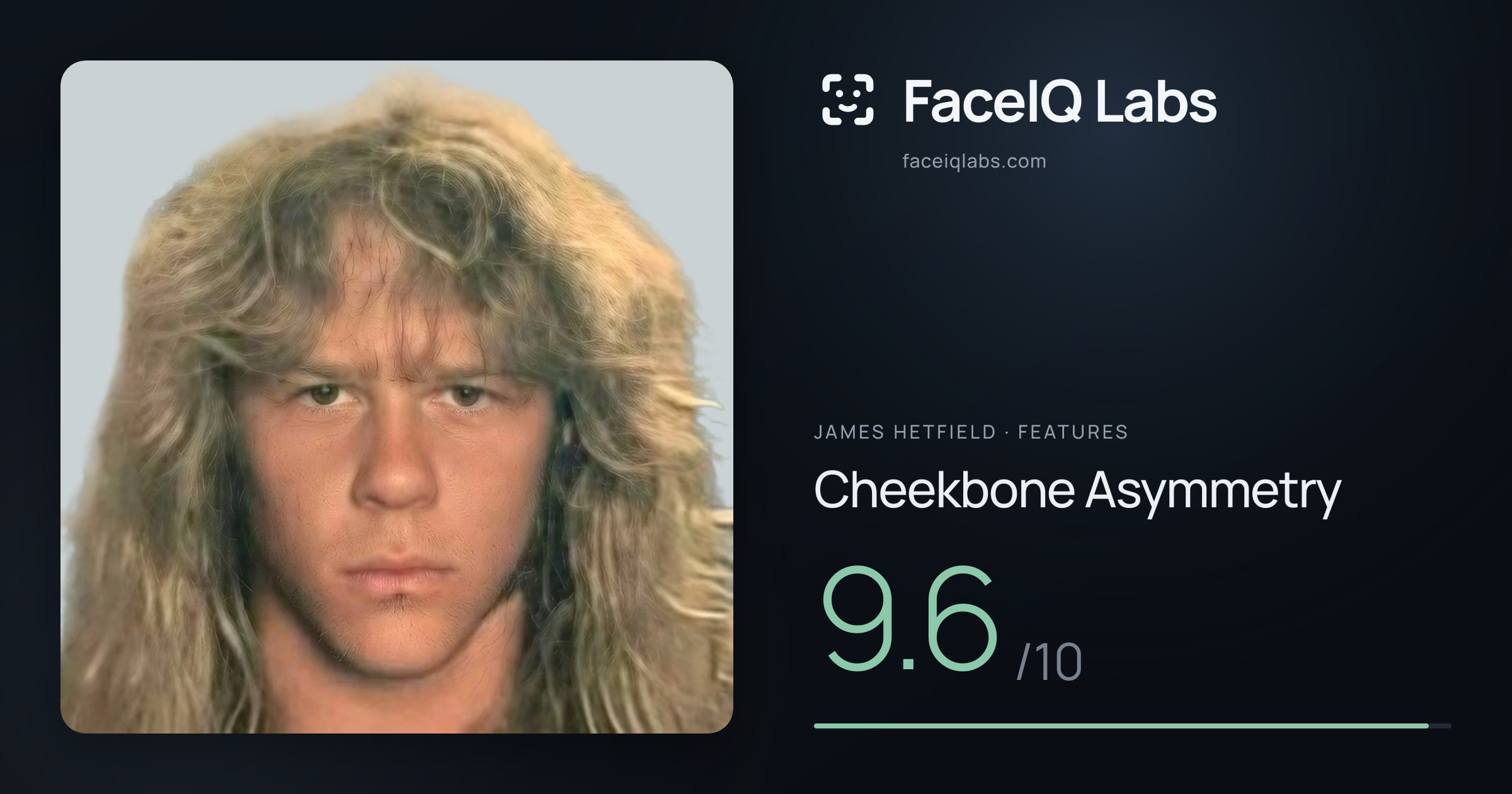 James Hetfield Cheekbone Asymmetry: 9.6/10, drawn on the photo