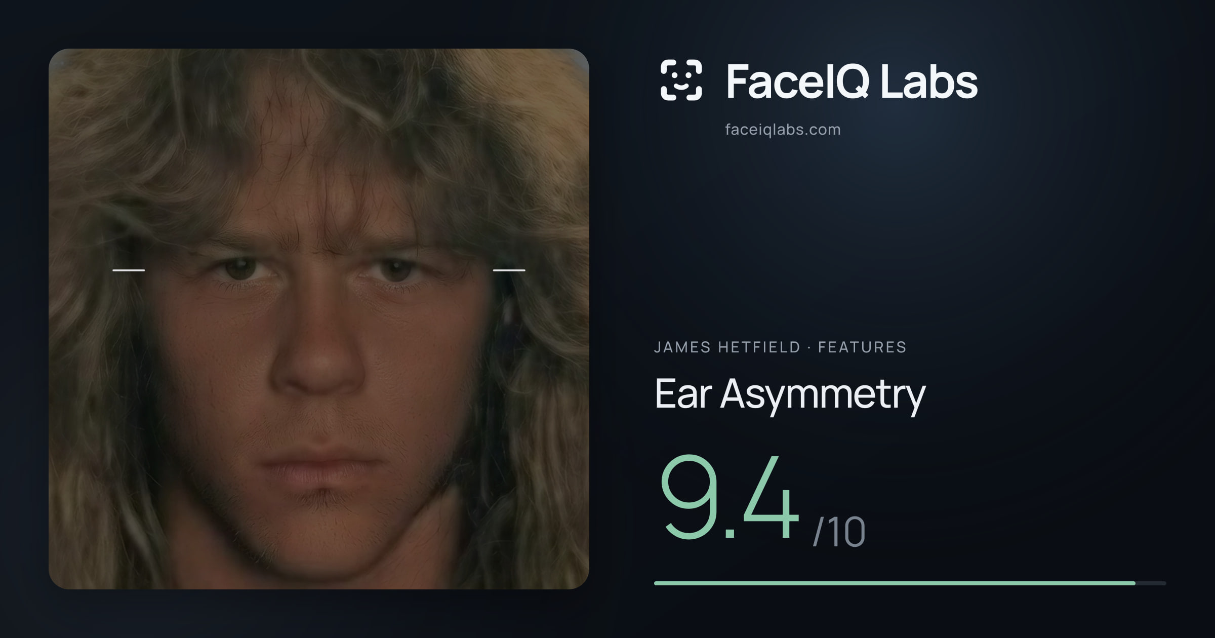 James Hetfield Ear Asymmetry: 9.4/10, drawn on the photo