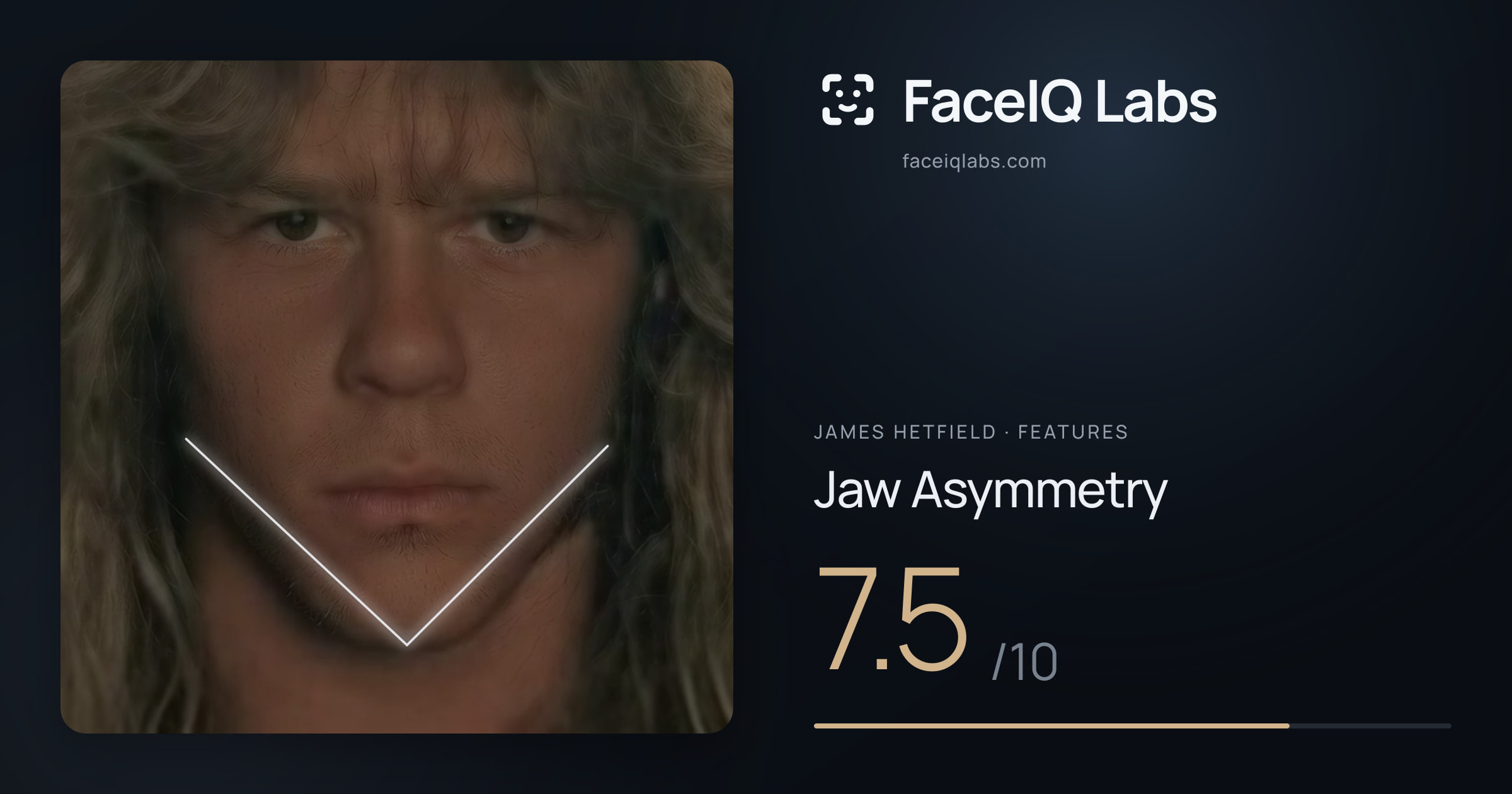 James Hetfield Jaw Asymmetry: 7.5/10, drawn on the photo