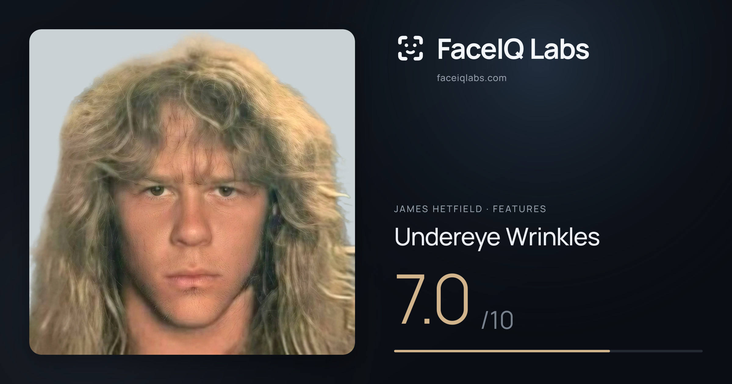 James Hetfield Undereye Wrinkles: 7.0/10, drawn on the photo
