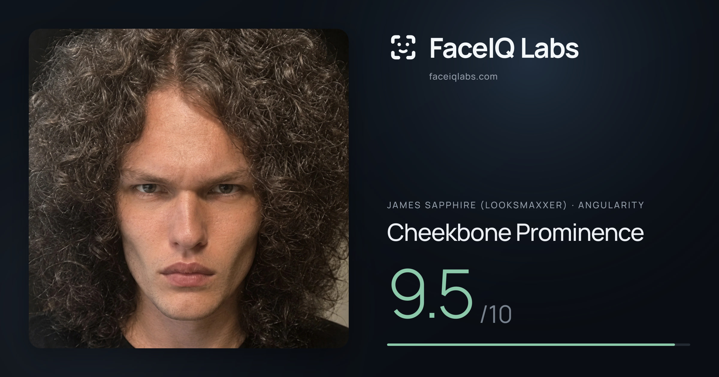 James Sapphire (Looksmaxxer) Cheekbone Prominence: 9.5/10, drawn on the photo