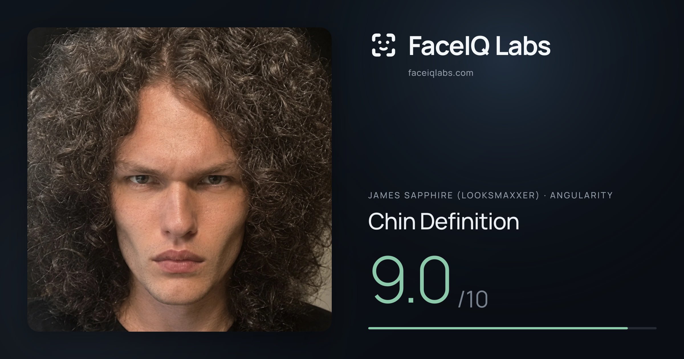 James Sapphire (Looksmaxxer) Chin Definition: 9.0/10, drawn on the photo