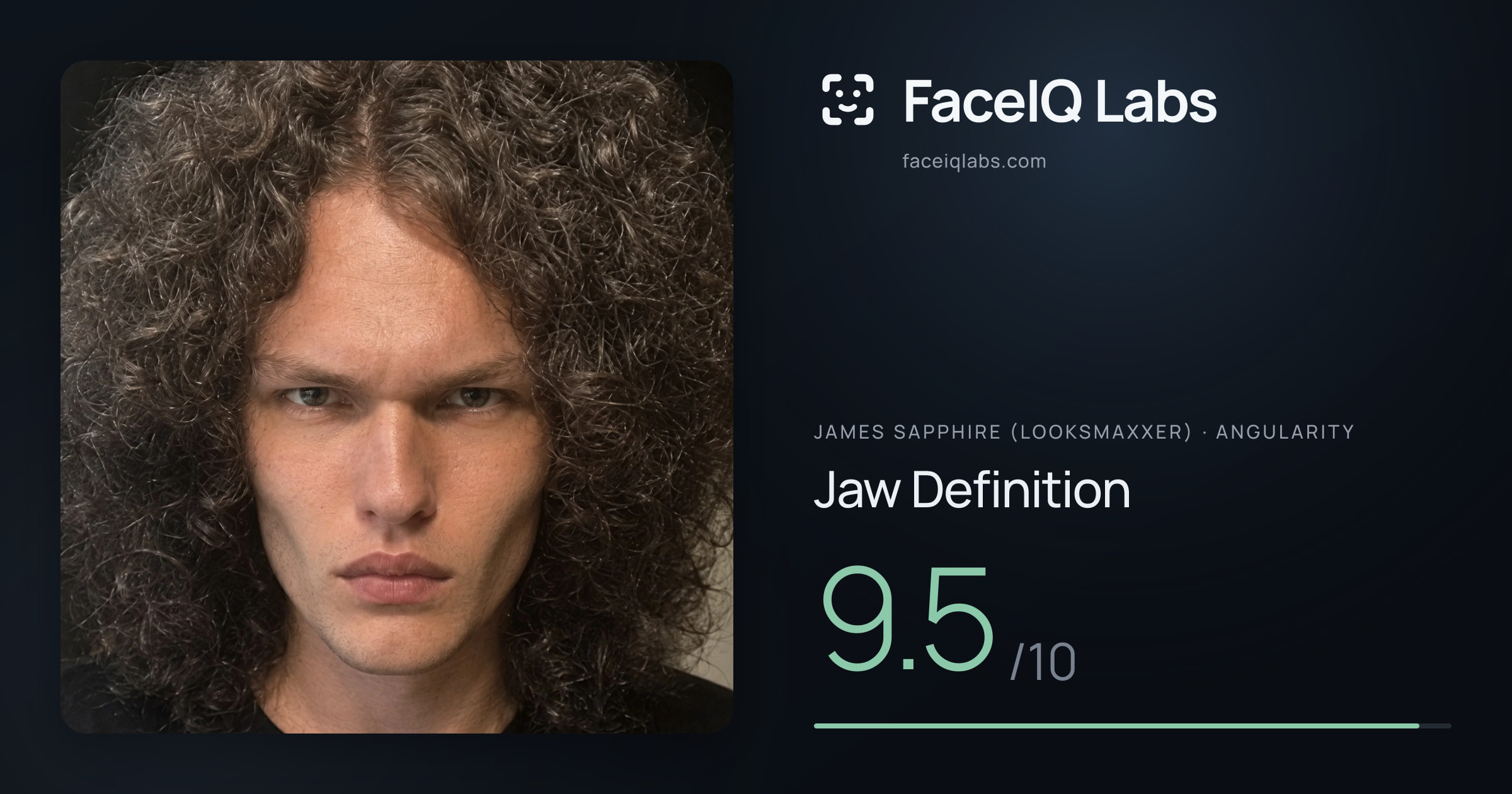 James Sapphire (Looksmaxxer) Jaw Definition: 9.5/10, drawn on the photo