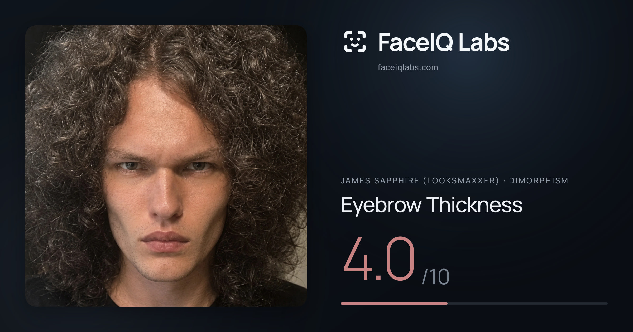 James Sapphire (Looksmaxxer) Eyebrow Thickness: 4.0/10, drawn on the photo